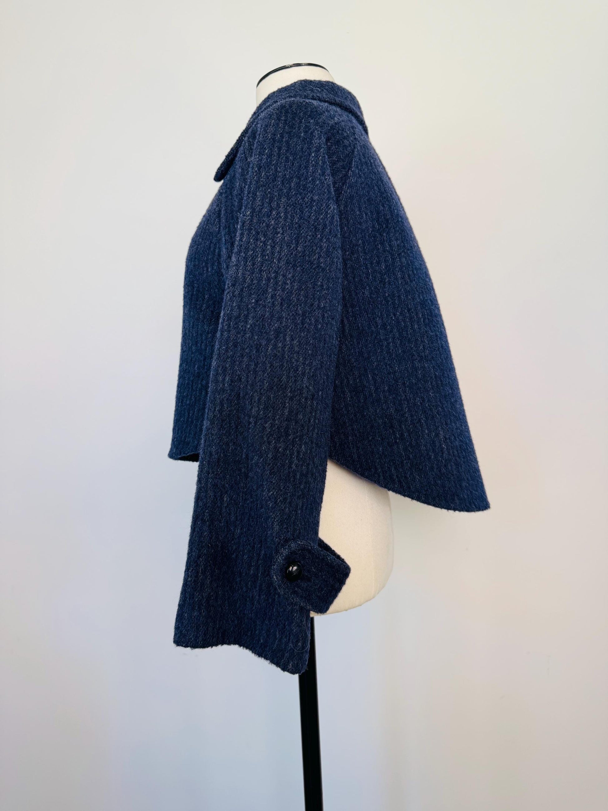 70s Geoffrey Beene Wool Cropped Jacket with Printed Blouse