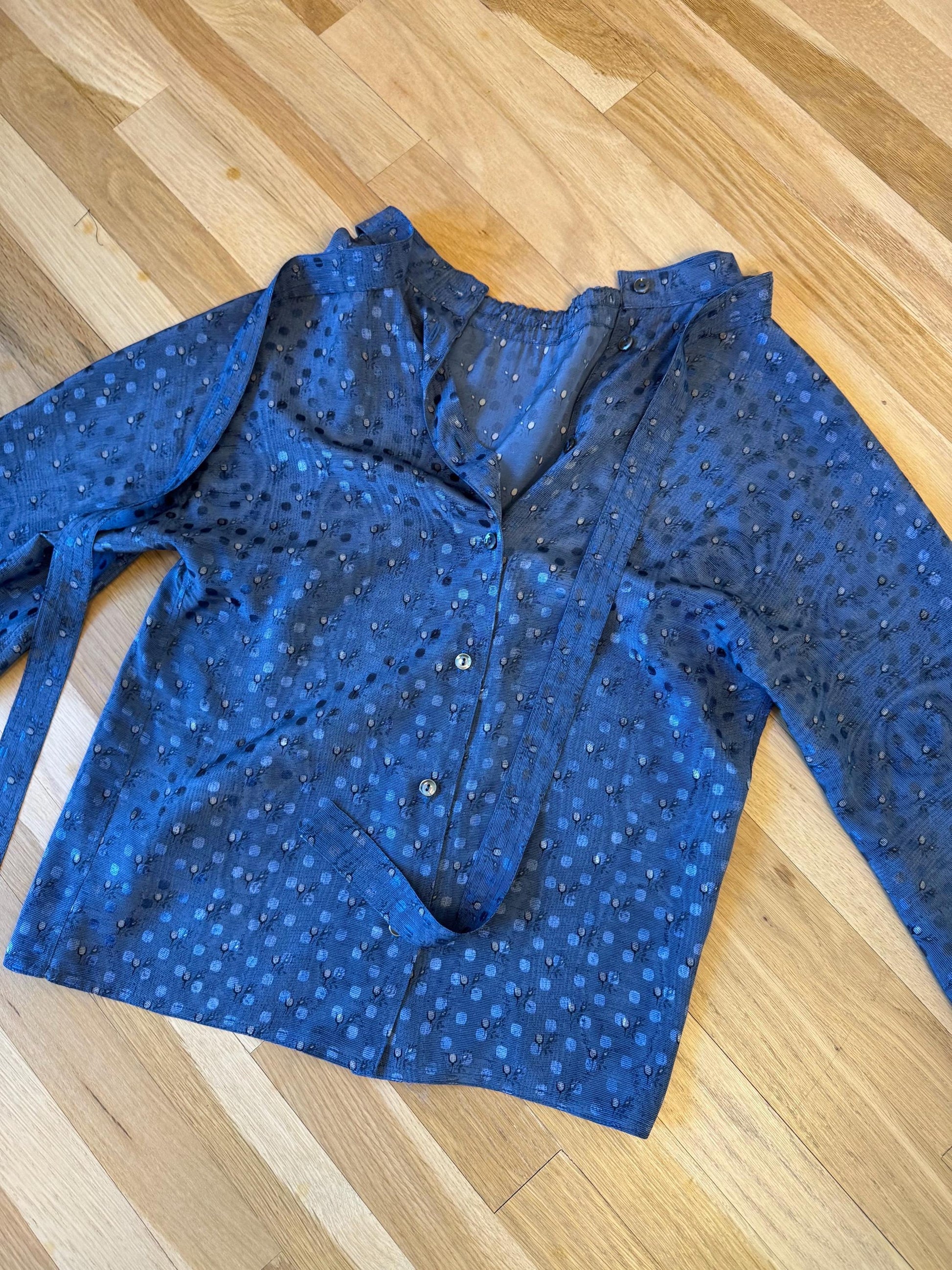 70s Geoffrey Beene Wool Cropped Jacket with Printed Blouse