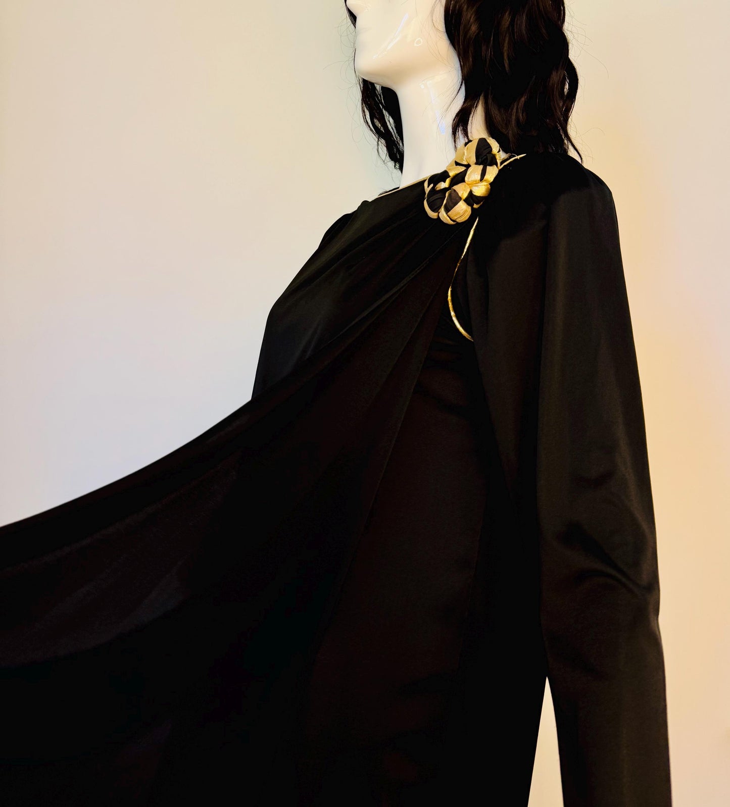 Disco Era Bill Tice Black and Gold Jersey Gown