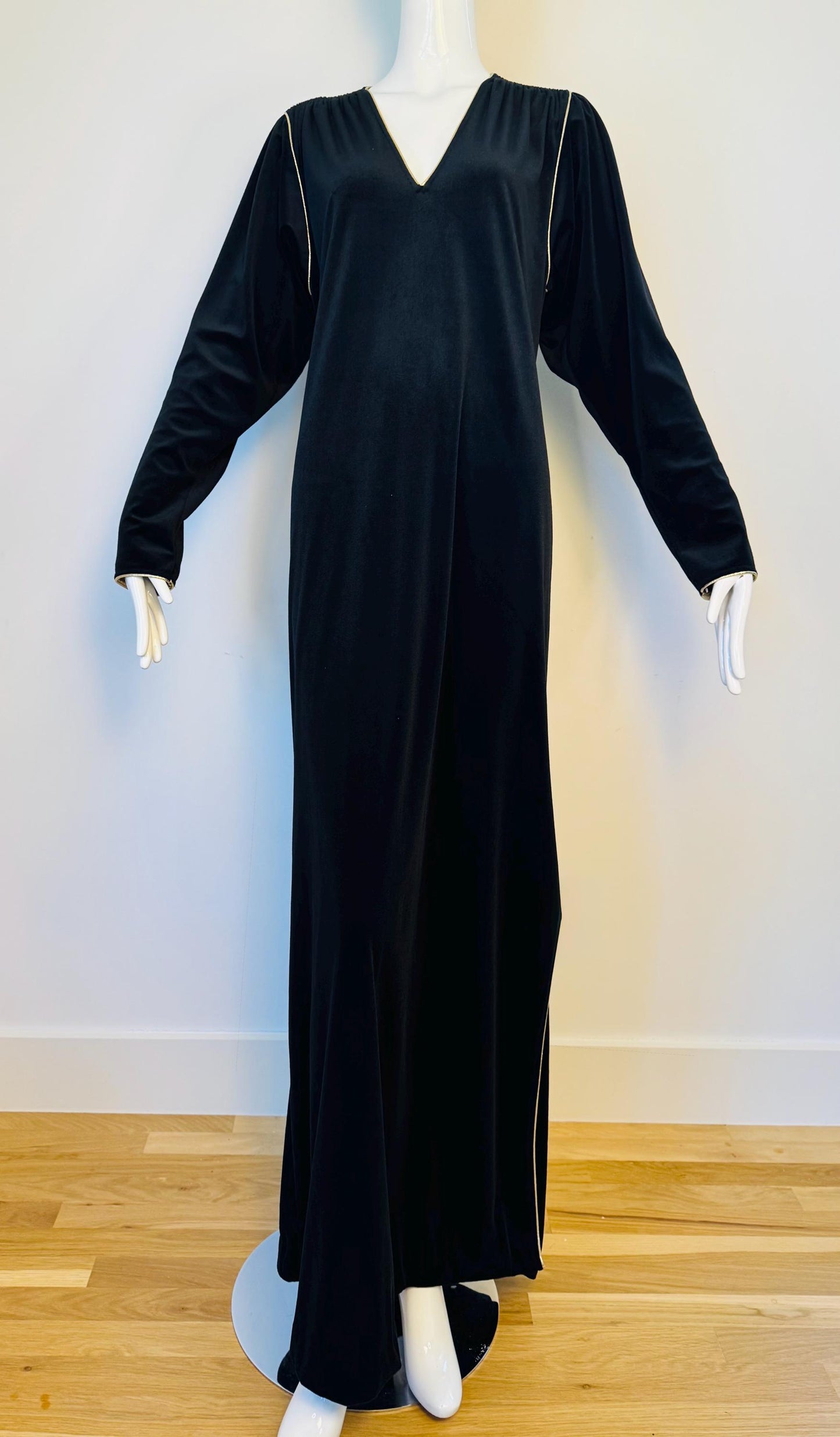 Disco Era Bill Tice Black Velvet Caftan Gown