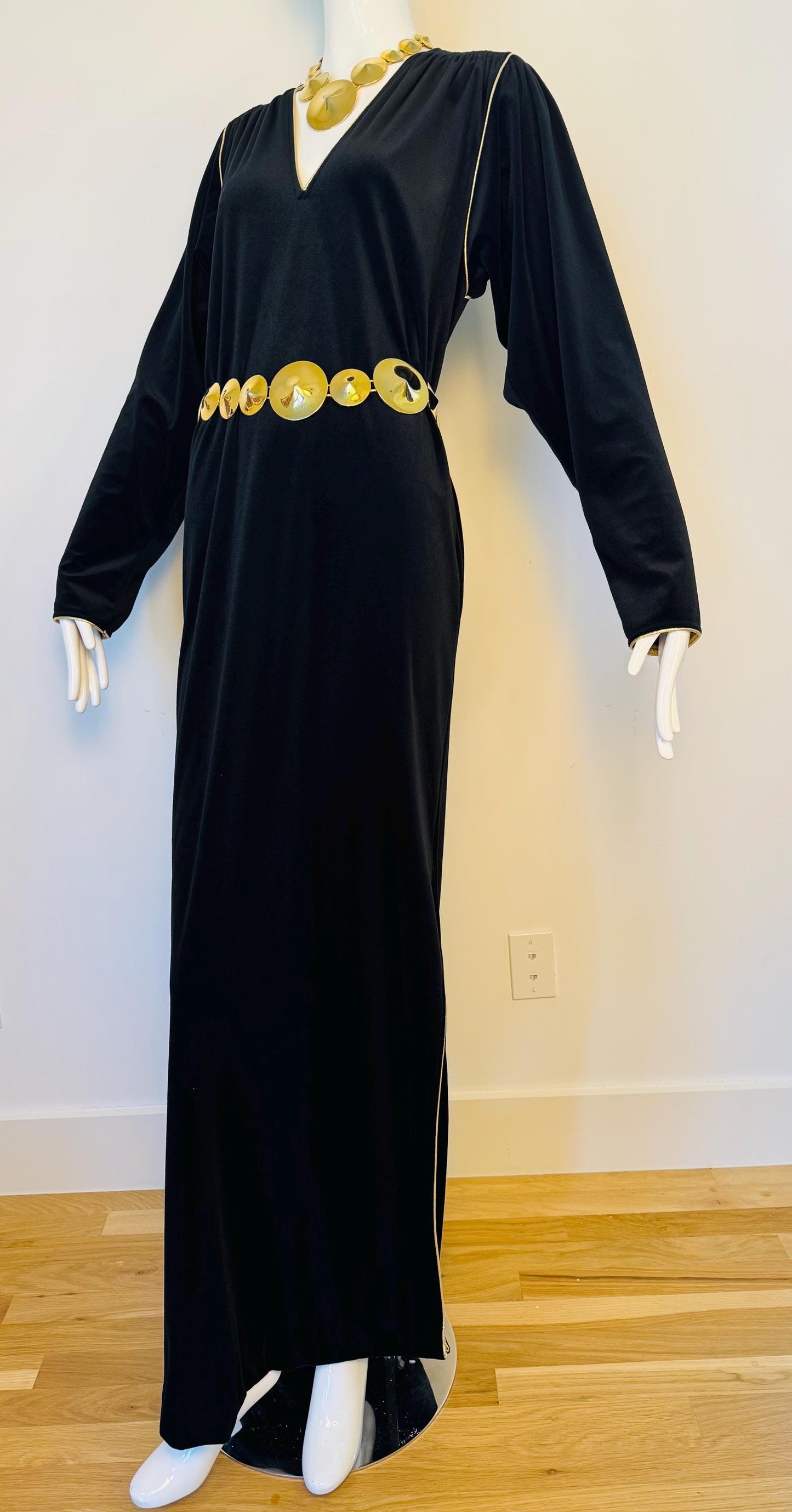 Disco Era Gold Plated Chain Belt, Necklace and Earrings Set