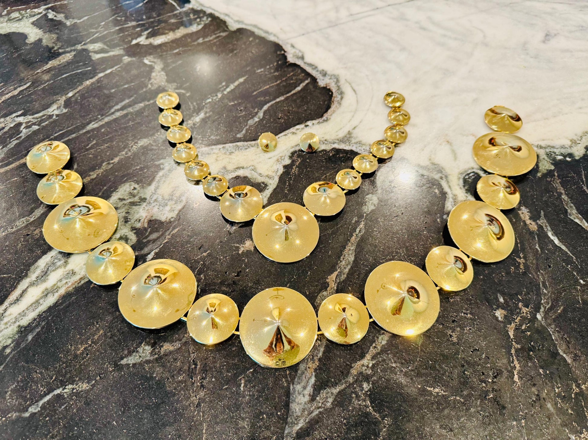 Disco Era Gold Plated Chain Belt, Necklace and Earrings Set