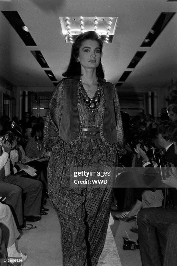 70s Geoffrey Beene Wool Cropped Jacket with Printed Blouse