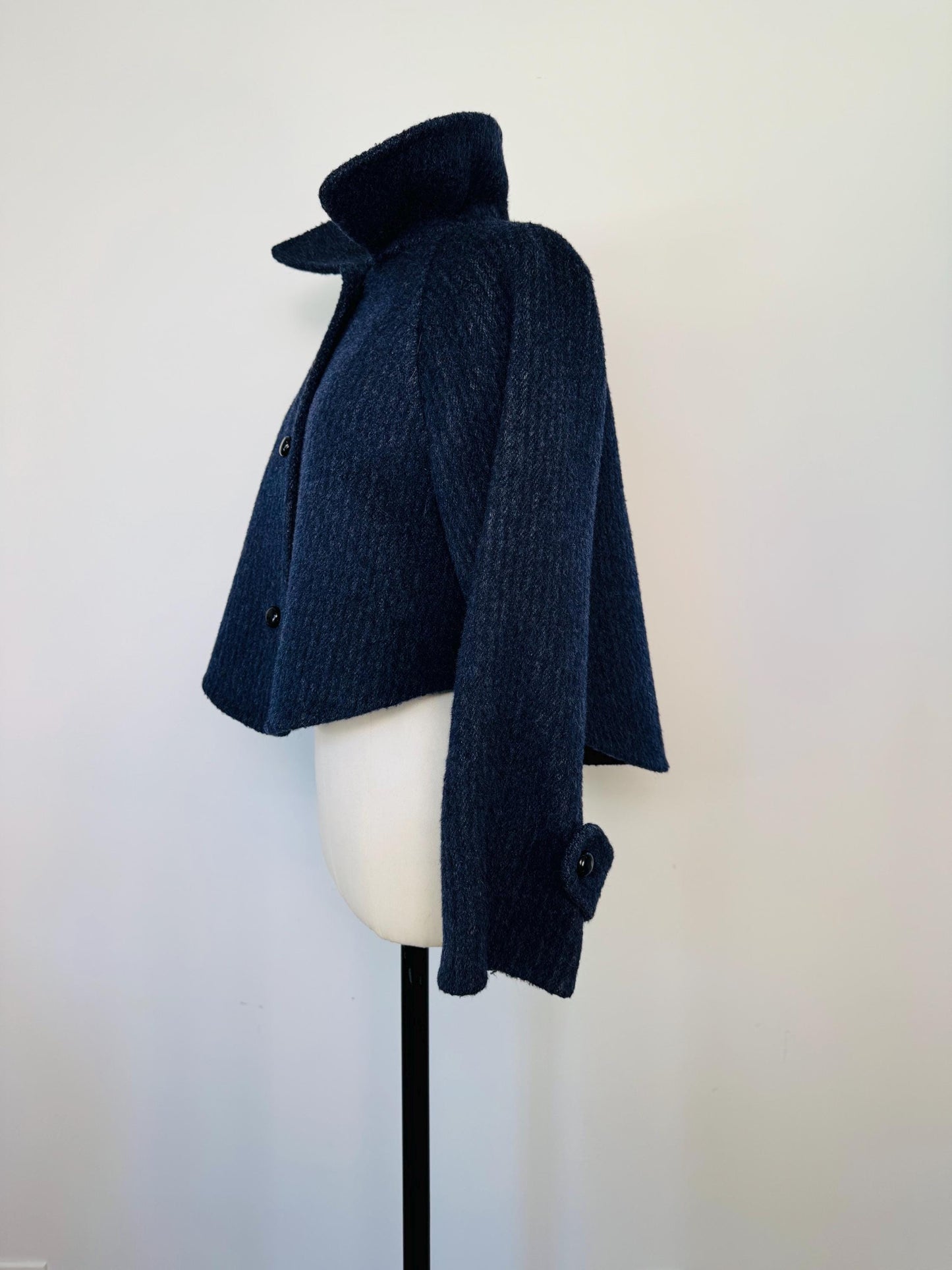 70s Geoffrey Beene Wool Cropped Jacket with Printed Blouse