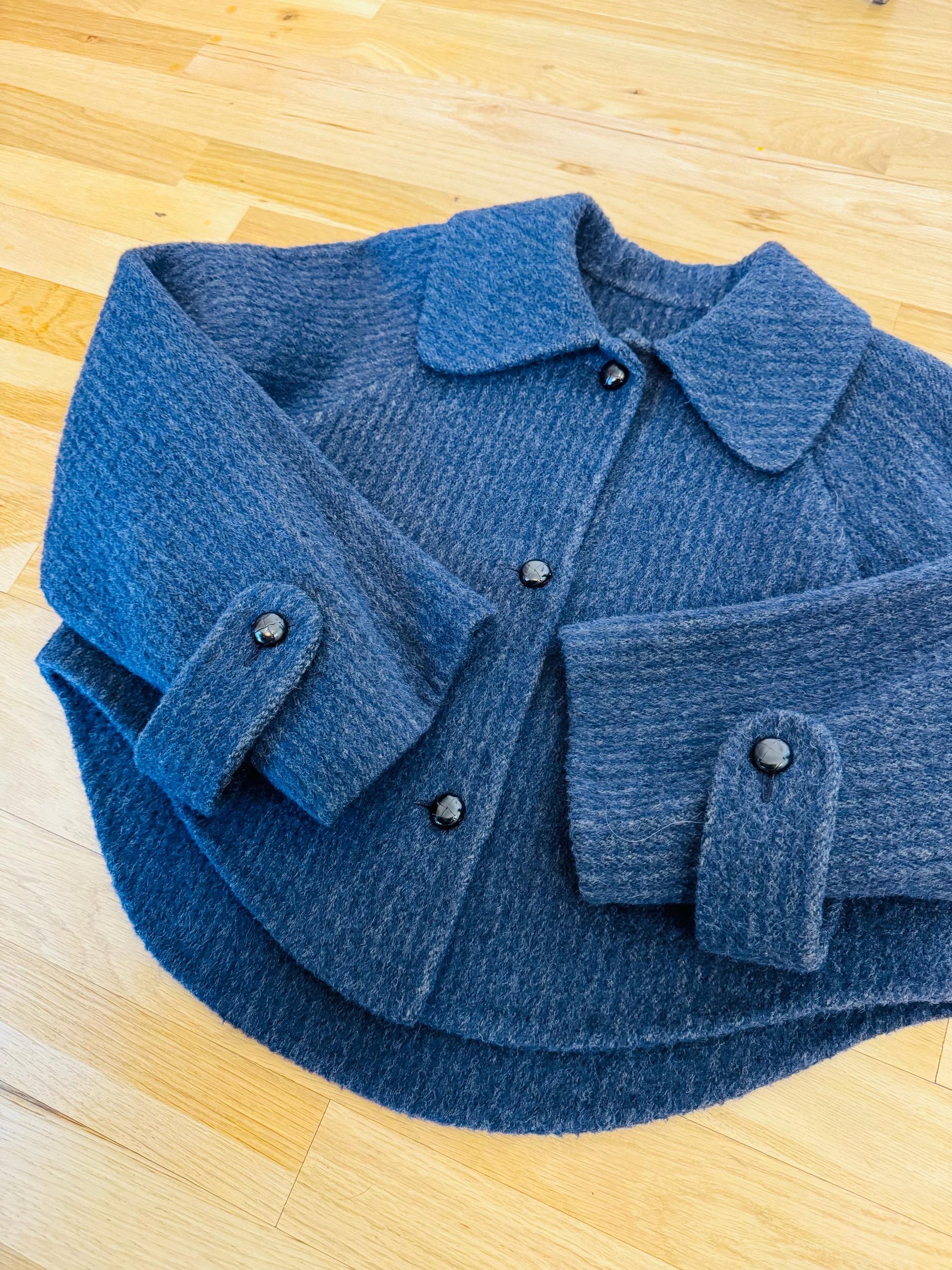 70s Geoffrey Beene Wool Cropped Jacket with Printed Blouse