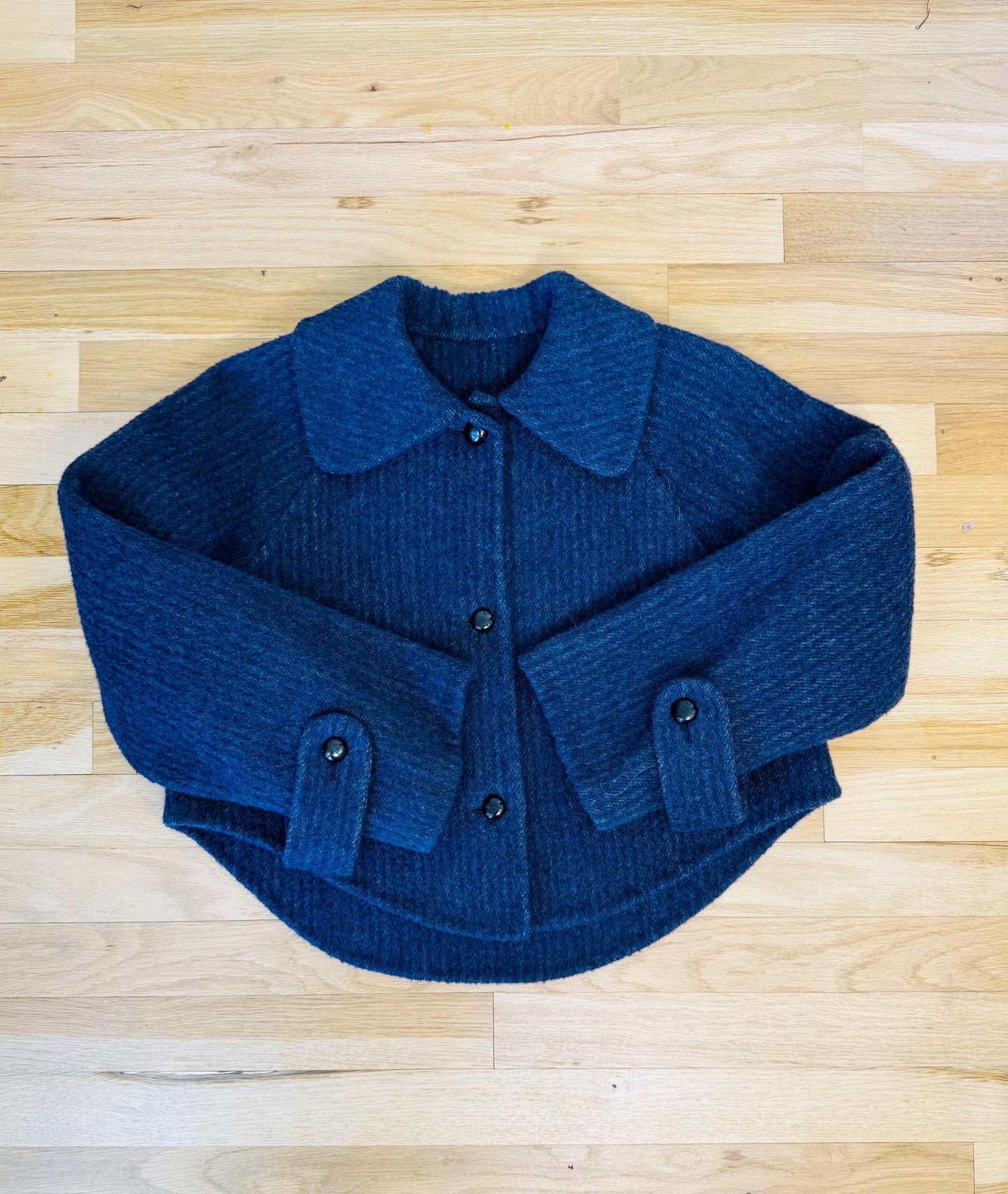 70s Geoffrey Beene Wool Cropped Jacket with Printed Blouse