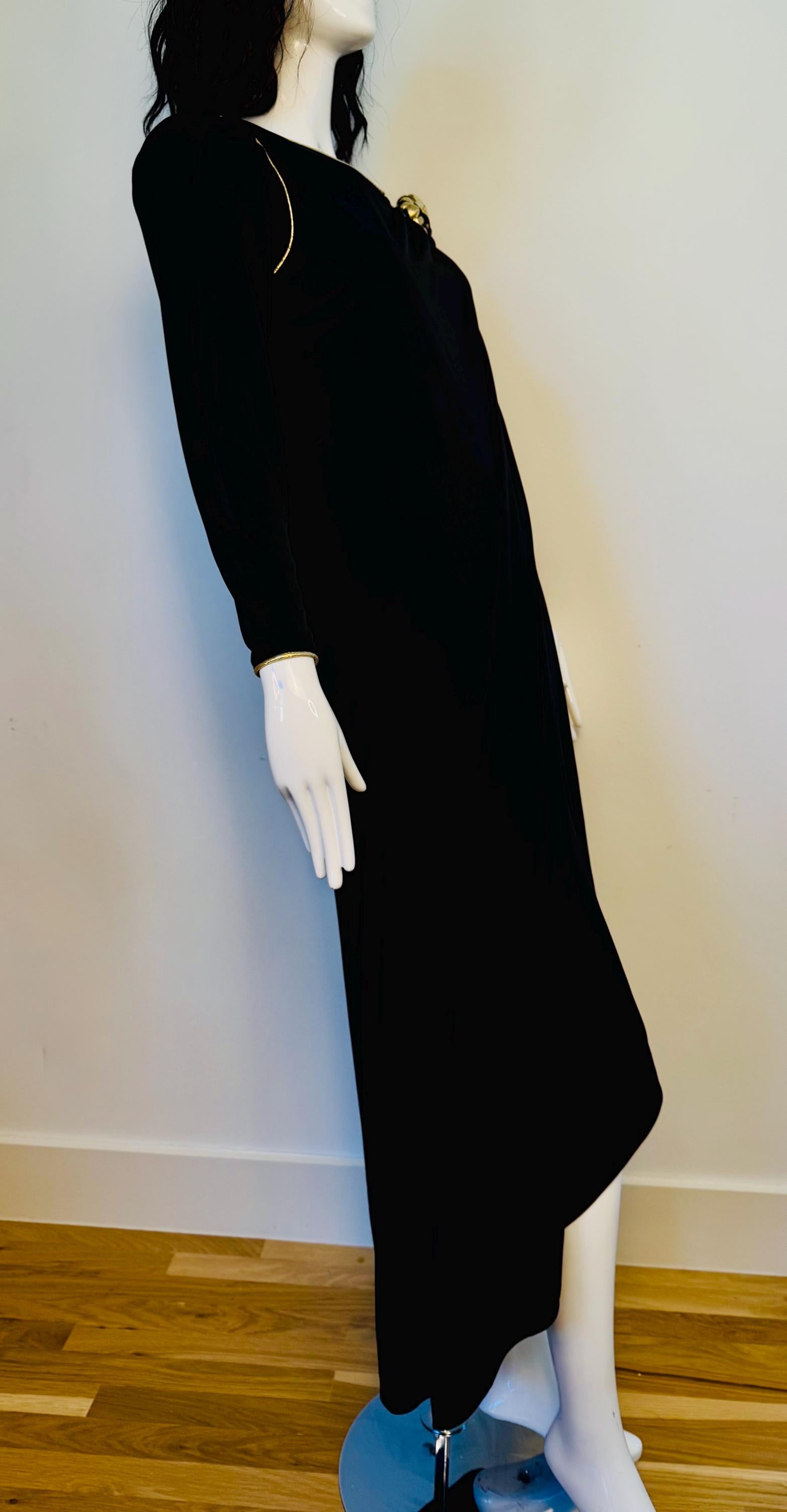 Disco Era Bill Tice Black and Gold Jersey Gown