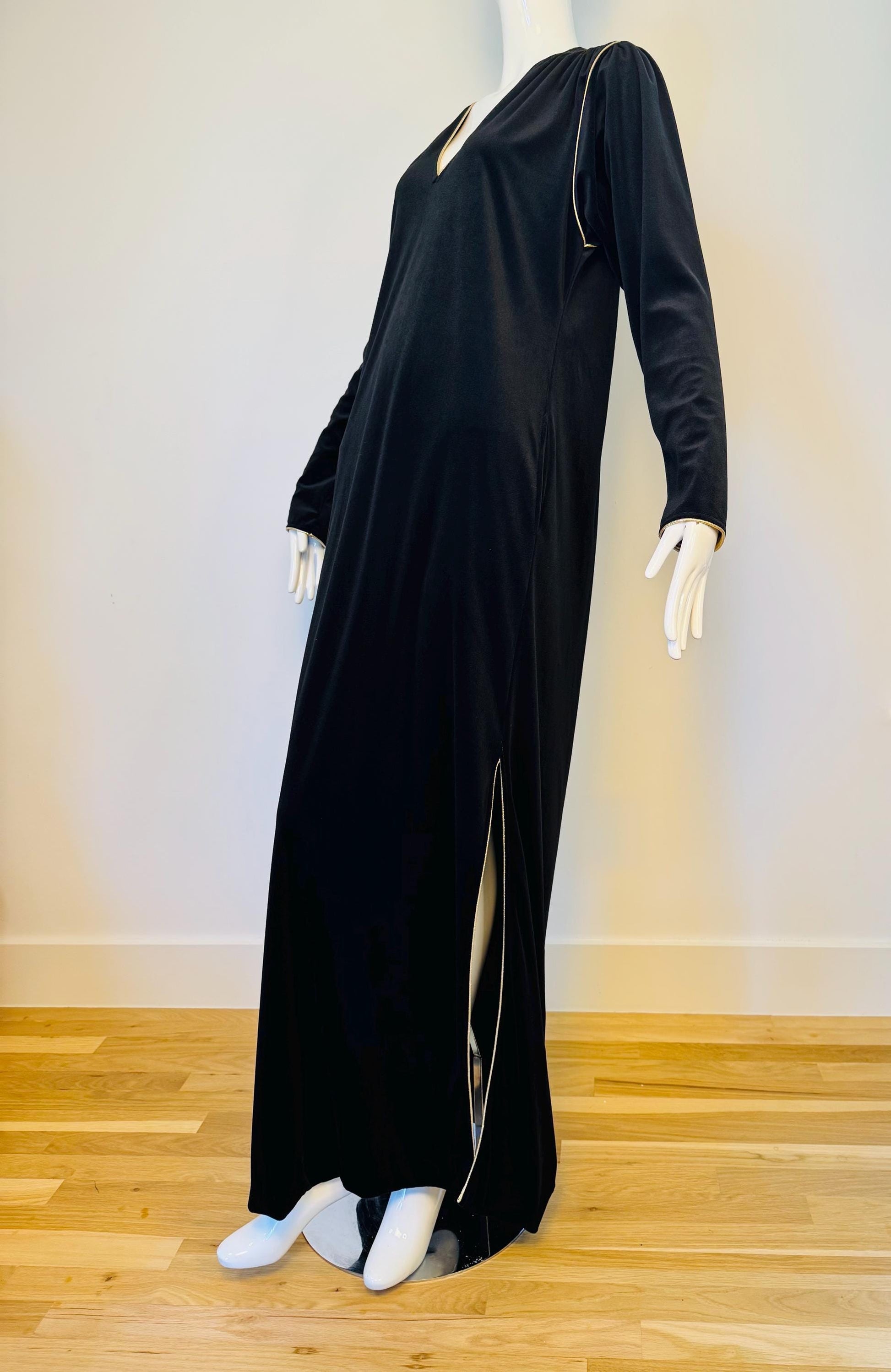 Disco Era Bill Tice Black Velvet Caftan Gown