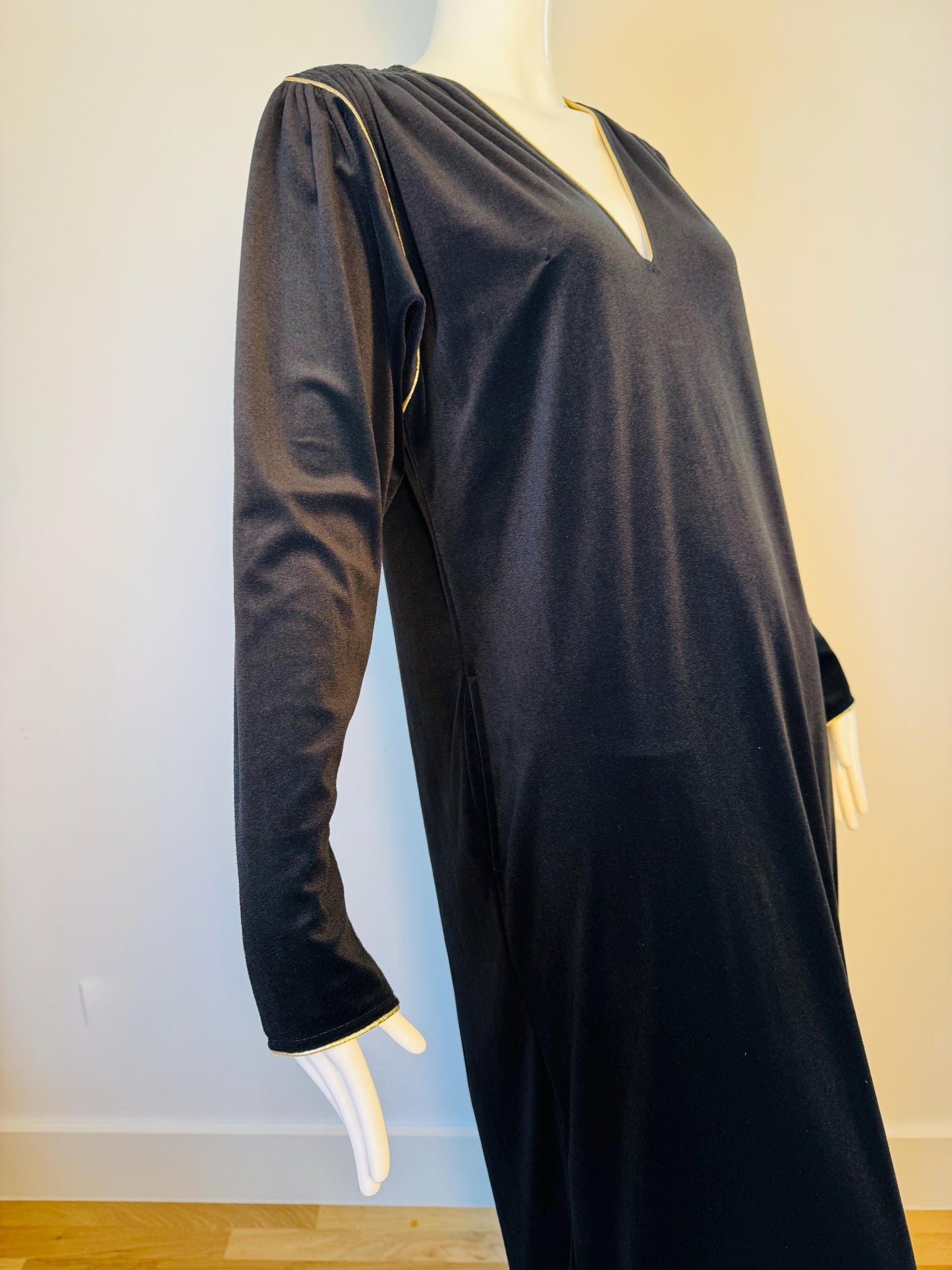 Disco Era Bill Tice Black Velvet Caftan Gown