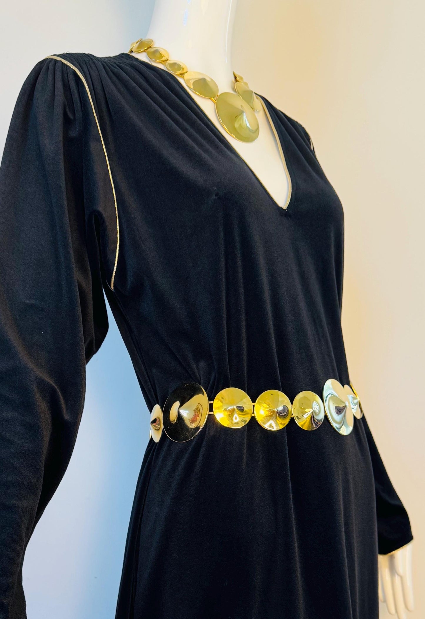 Disco Era Bill Tice Black Velvet Caftan Gown