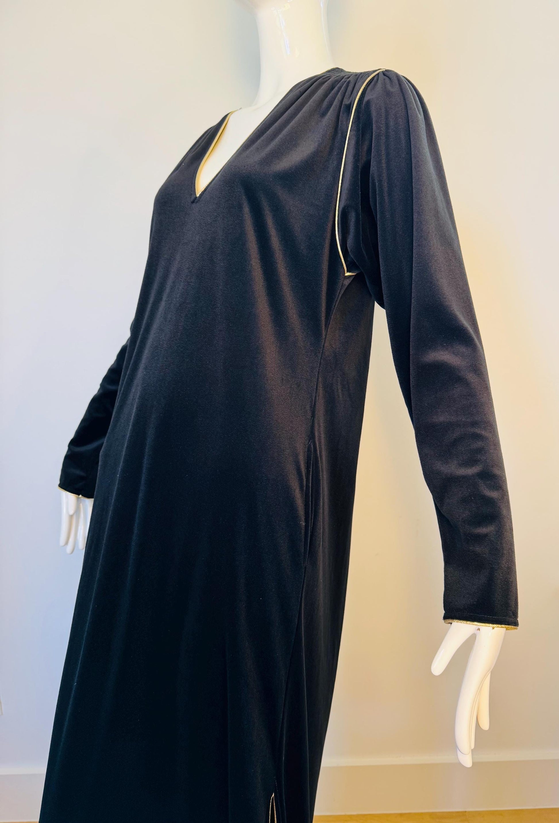 Disco Era Bill Tice Black Velvet Caftan Gown