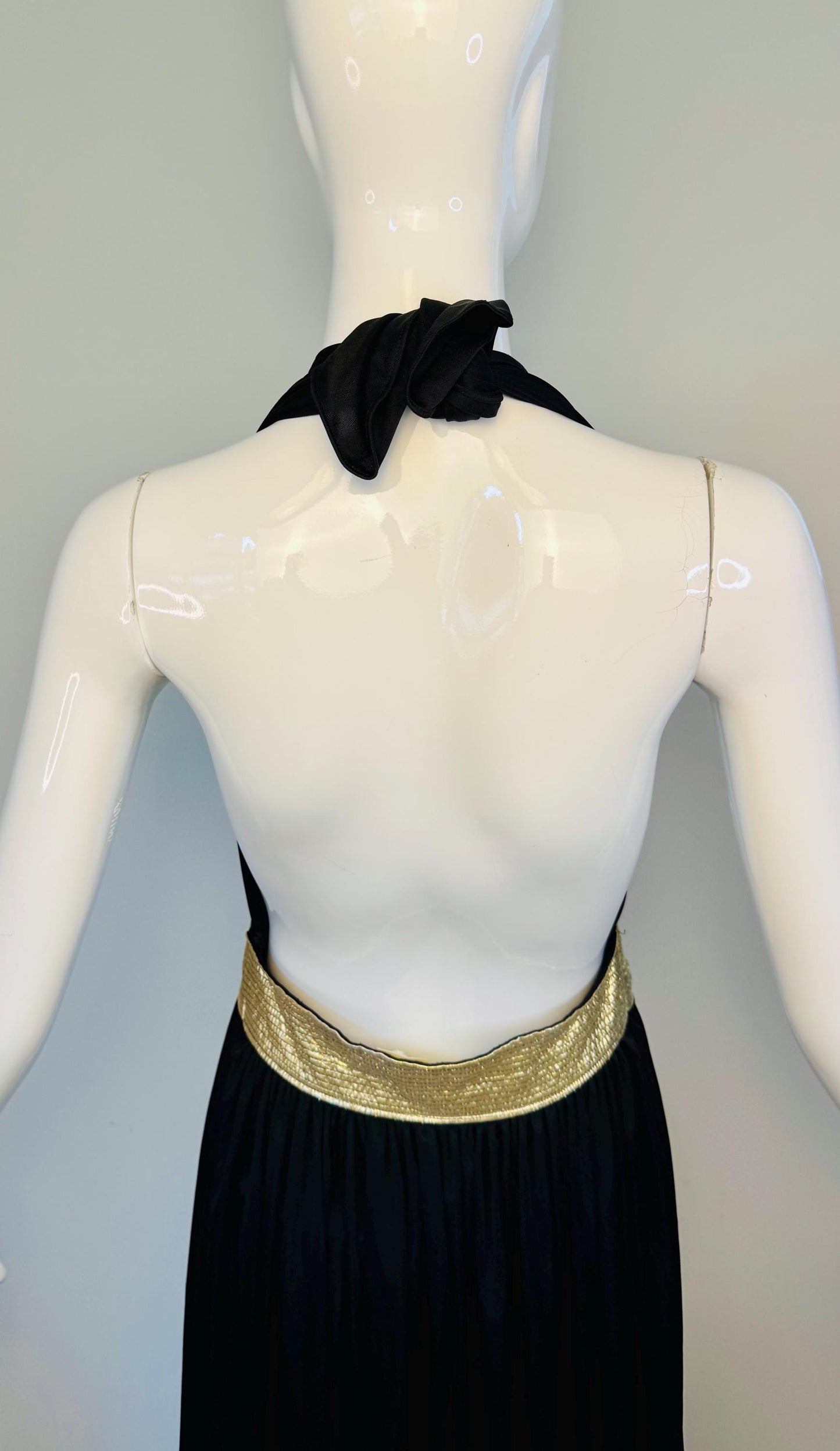 Iconic Bill Tice Disco Era Halter Plunging Dress