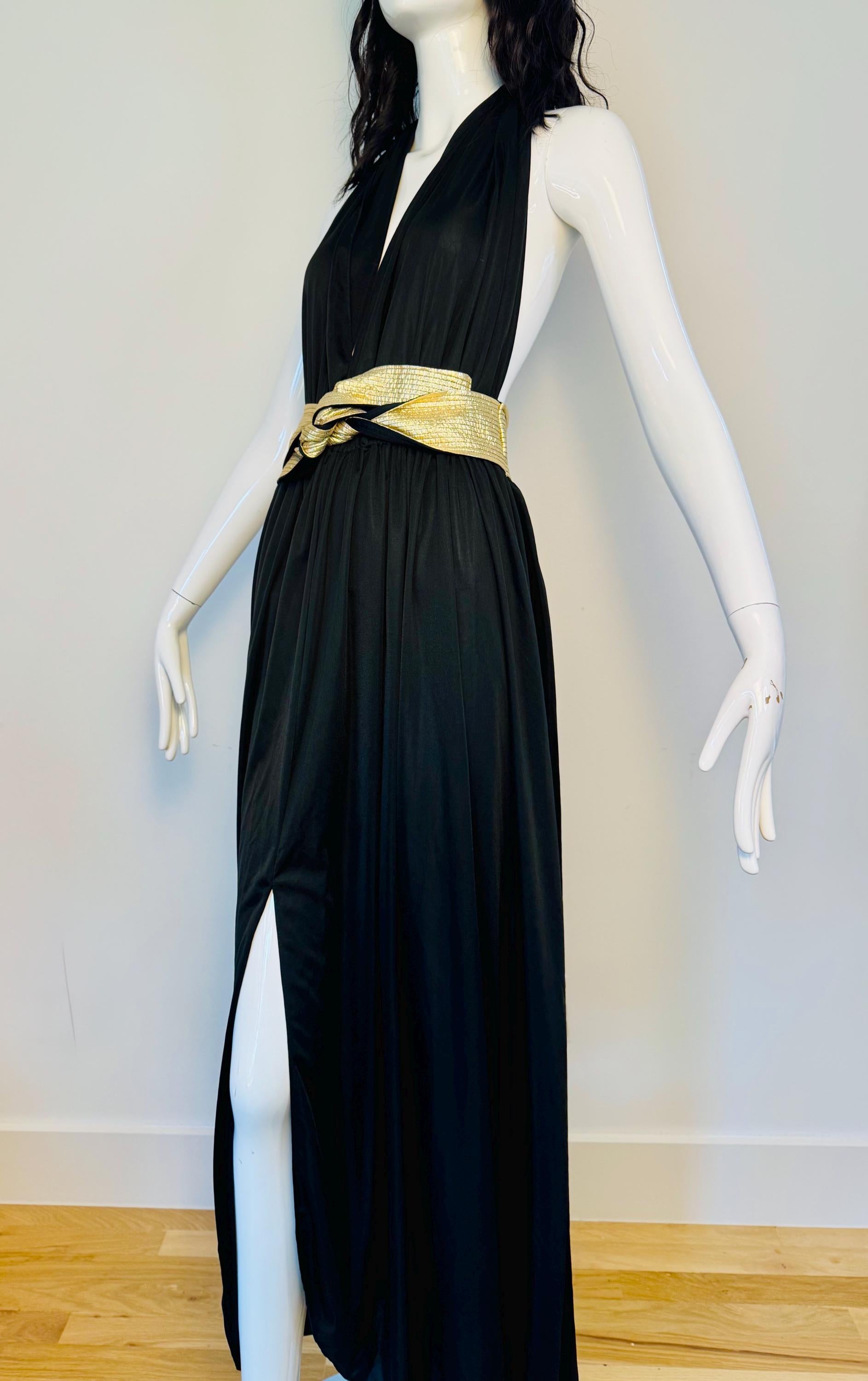 Iconic Bill Tice Disco Era Halter Plunging Dress
