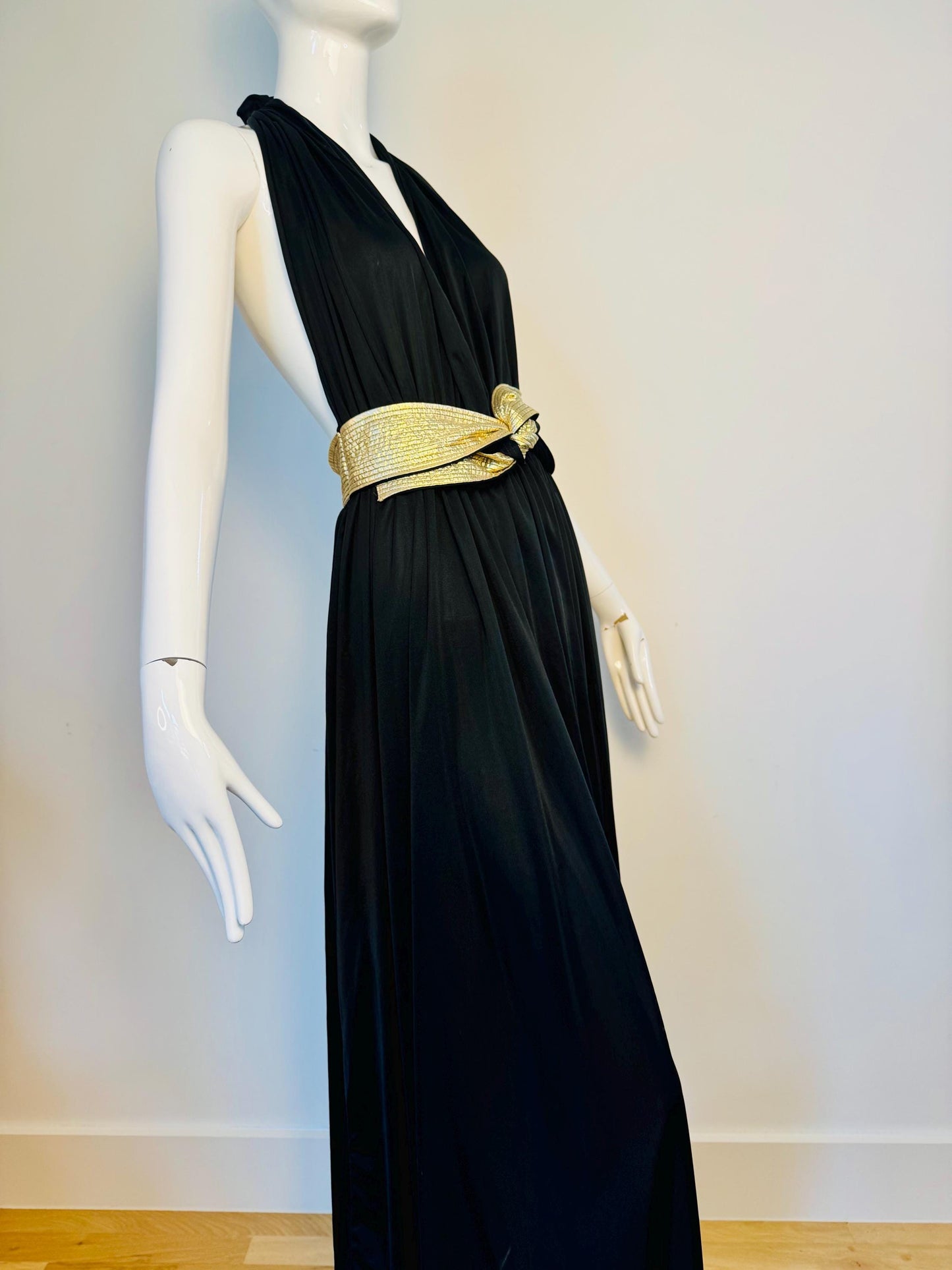 Iconic Bill Tice Disco Era Halter Plunging Dress