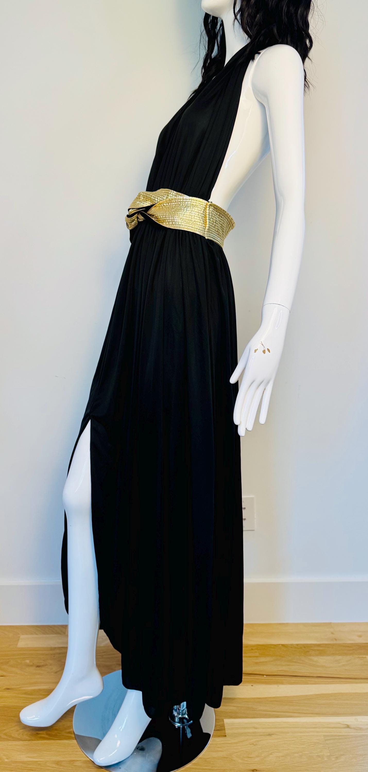 Iconic Bill Tice Disco Era Halter Plunging Dress