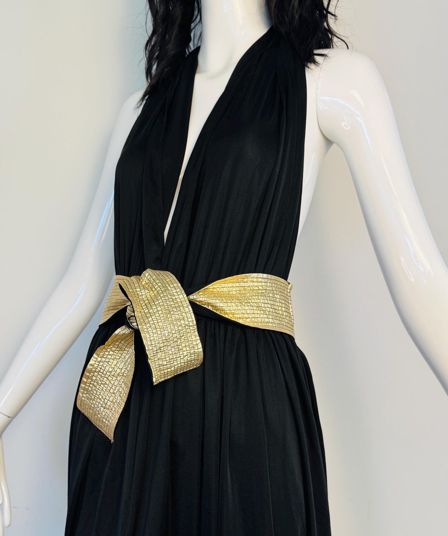 Iconic Bill Tice Disco Era Halter Plunging Dress
