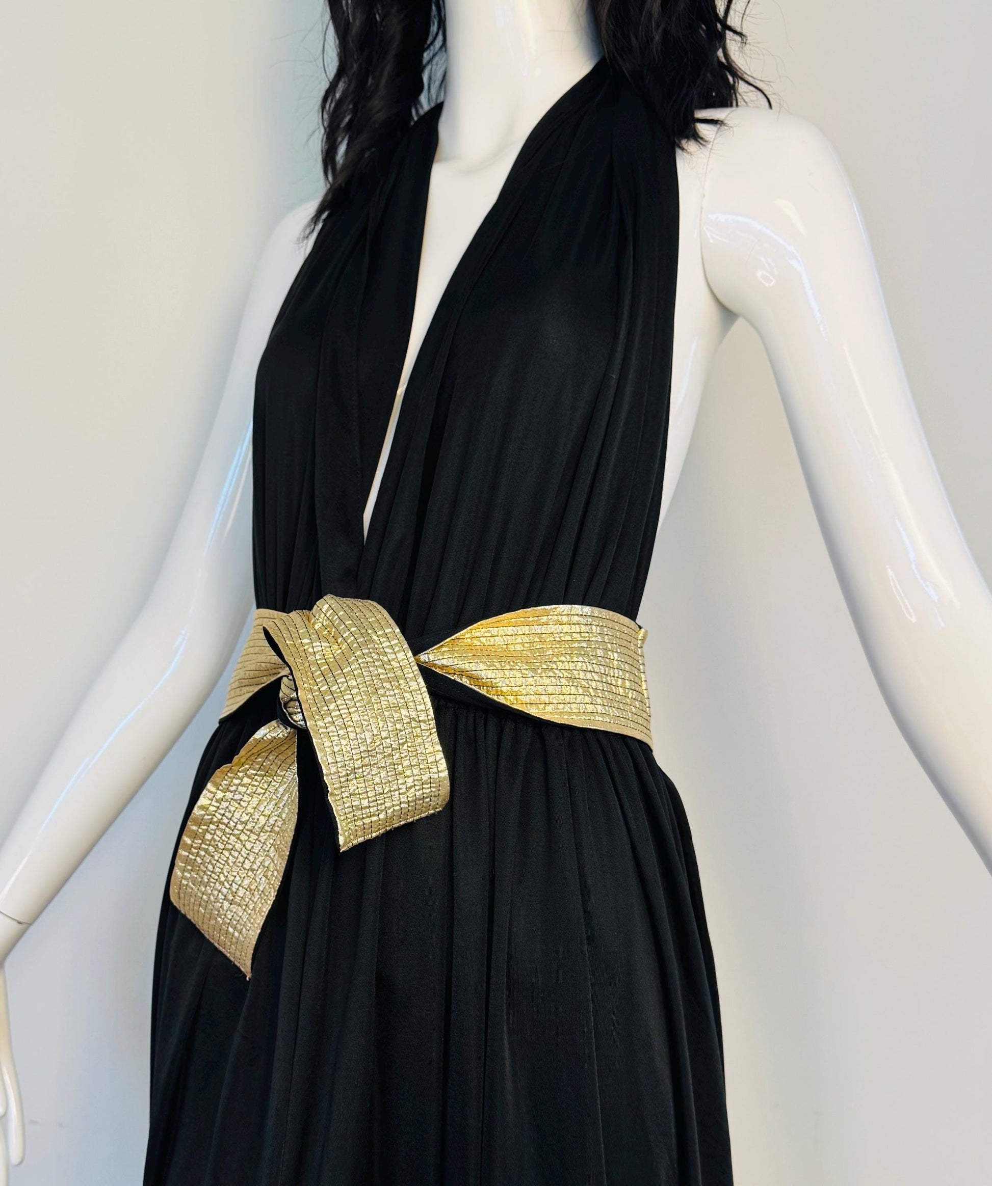 Iconic Bill Tice Disco Era Halter Plunging Dress