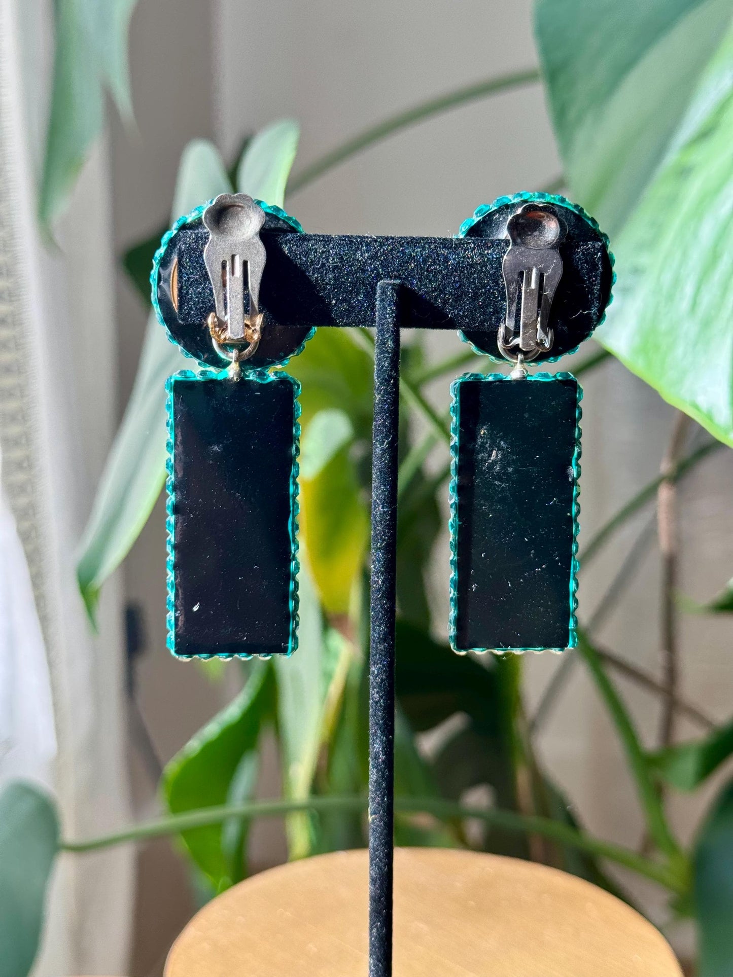 Disco Era Richard Kerr Blue Green Statement Earrings