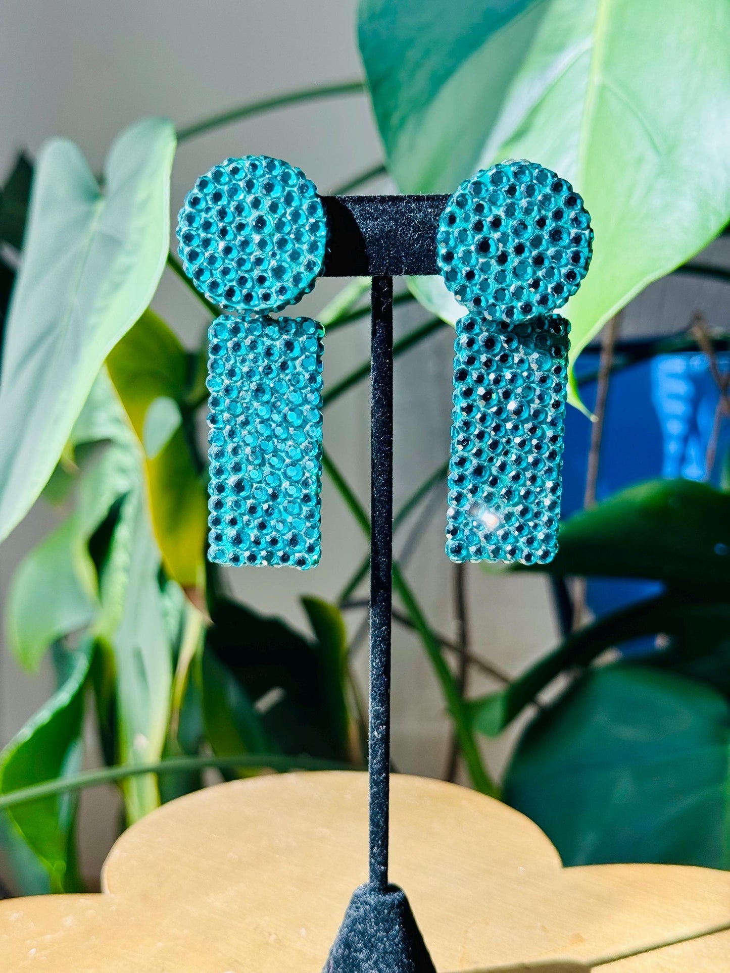 Disco Era Richard Kerr Blue Green Statement Earrings