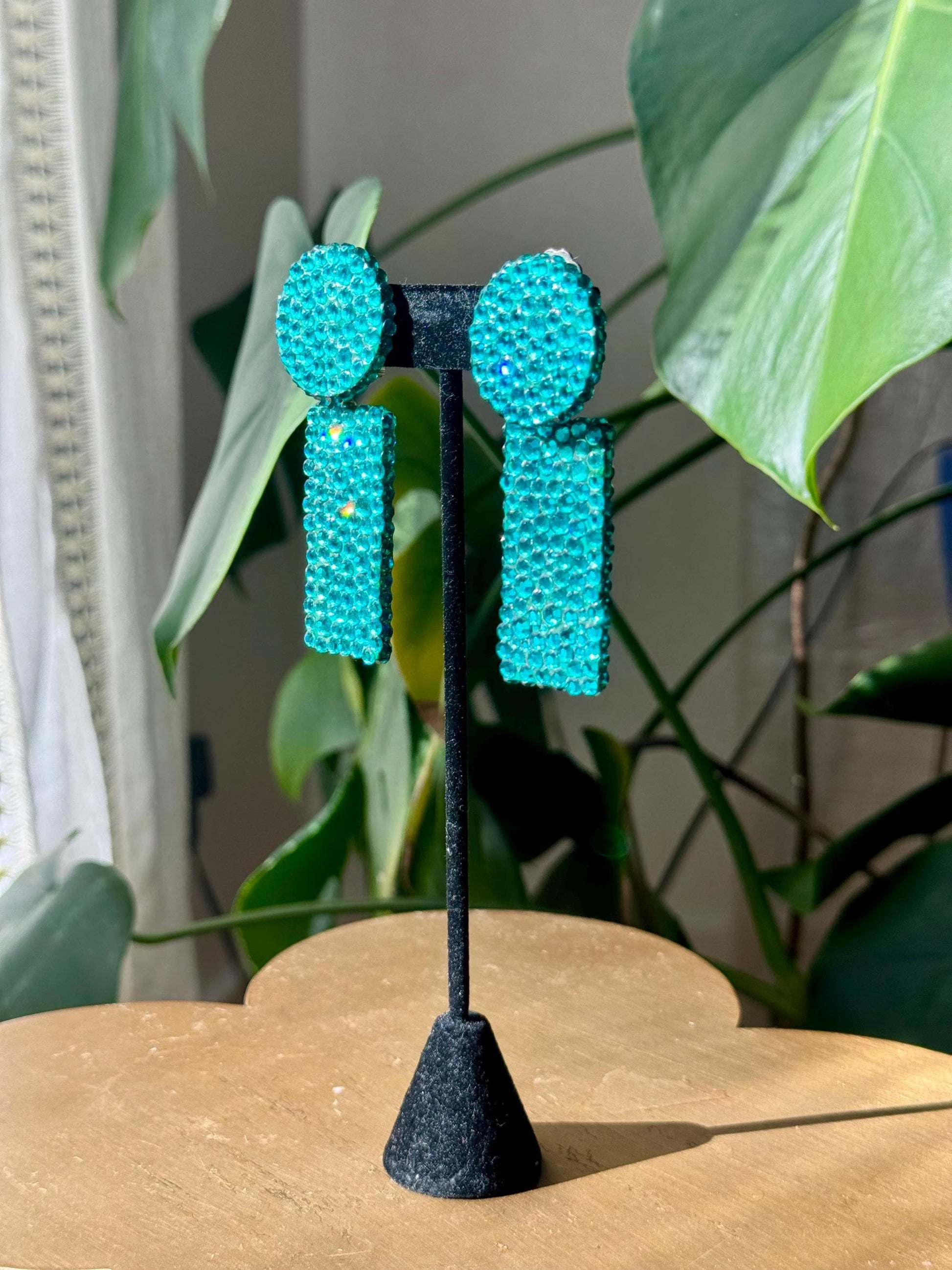 Disco Era Richard Kerr Blue Green Statement Earrings