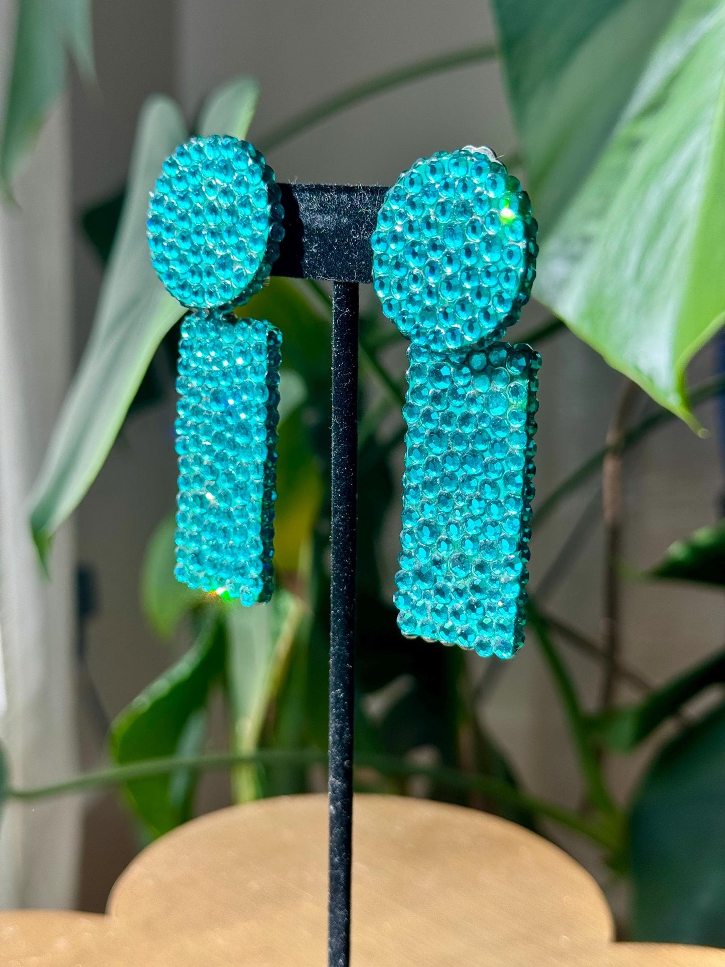 Disco Era Richard Kerr Blue Green Statement Earrings