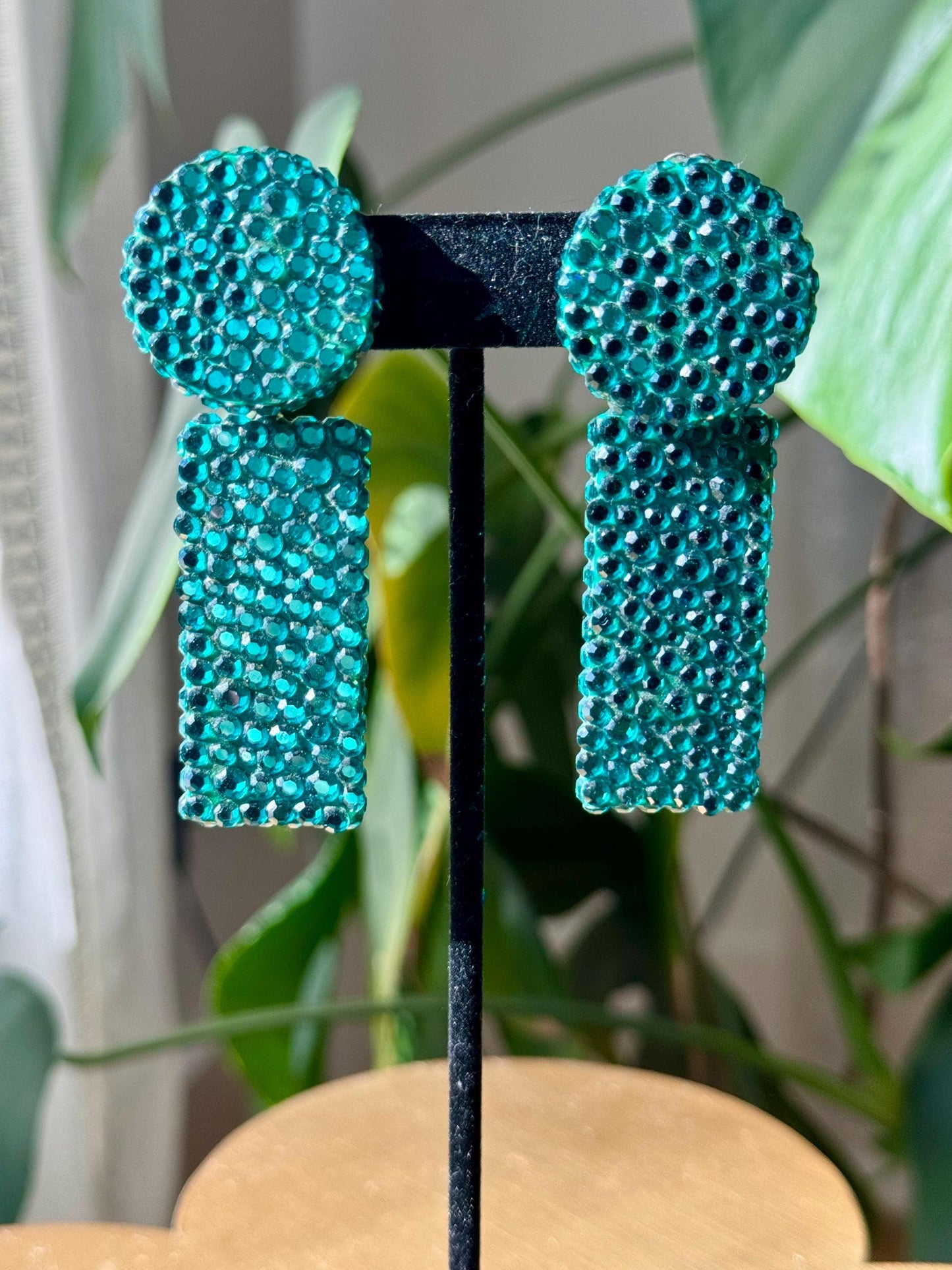 Disco Era Richard Kerr Blue Green Statement Earrings