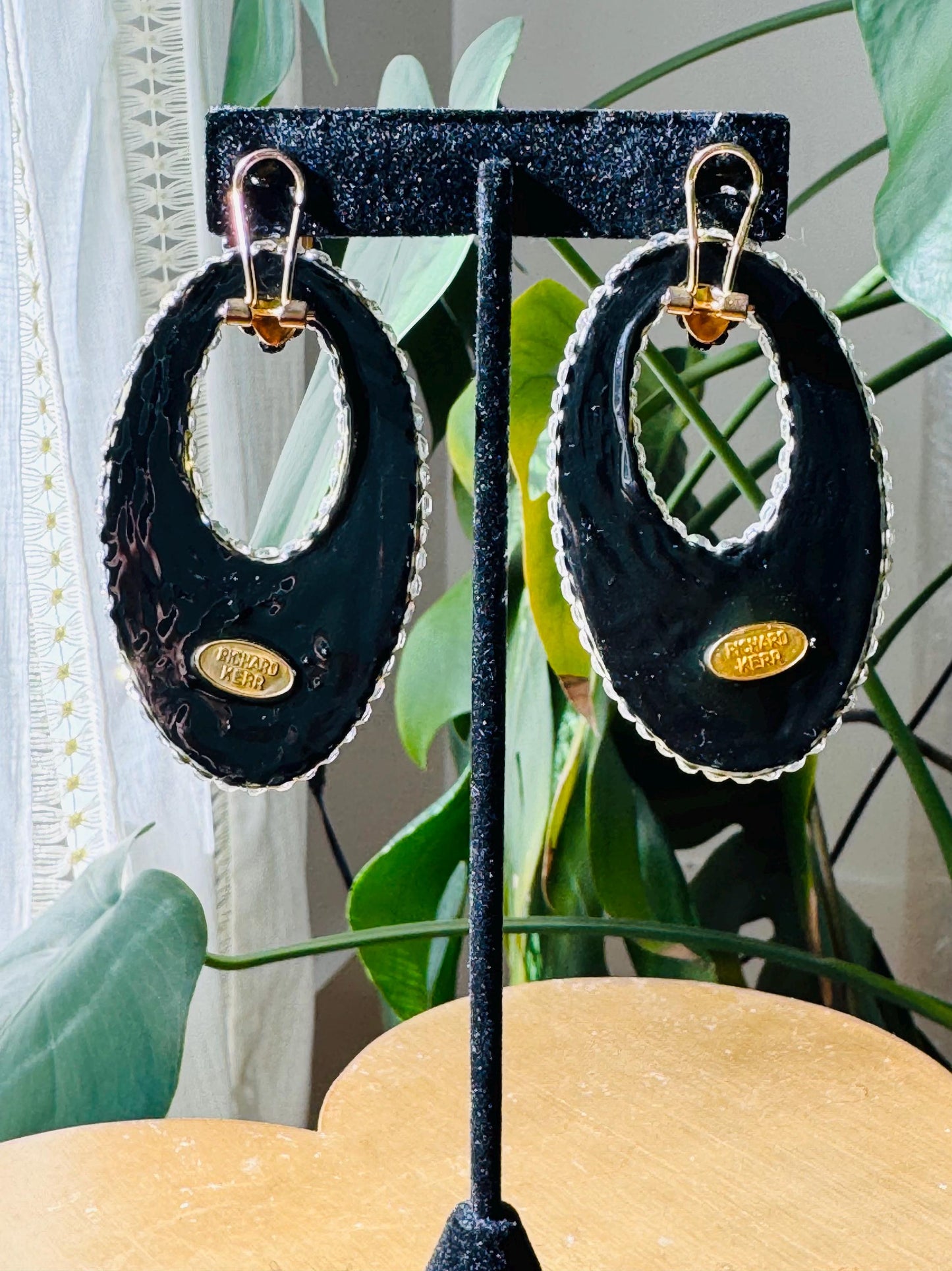 Disco Era Huge Richard Kerr Crystal Earrings