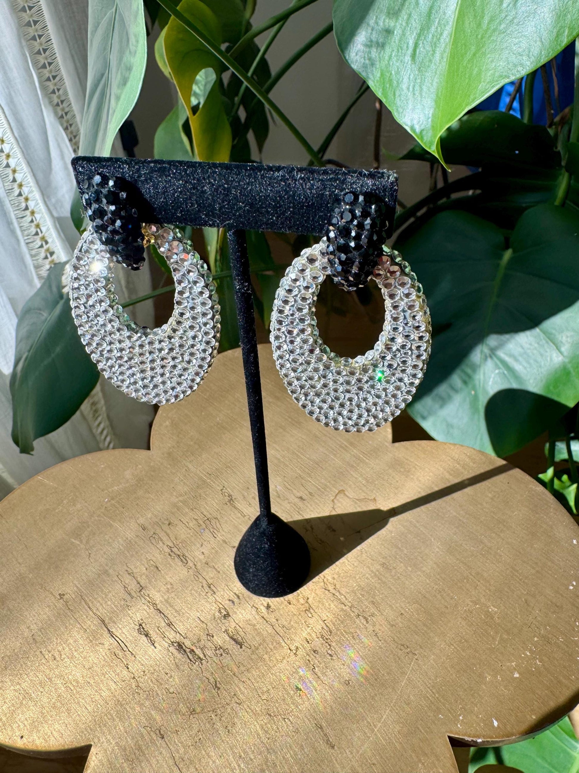 Disco Era Huge Richard Kerr Crystal Earrings