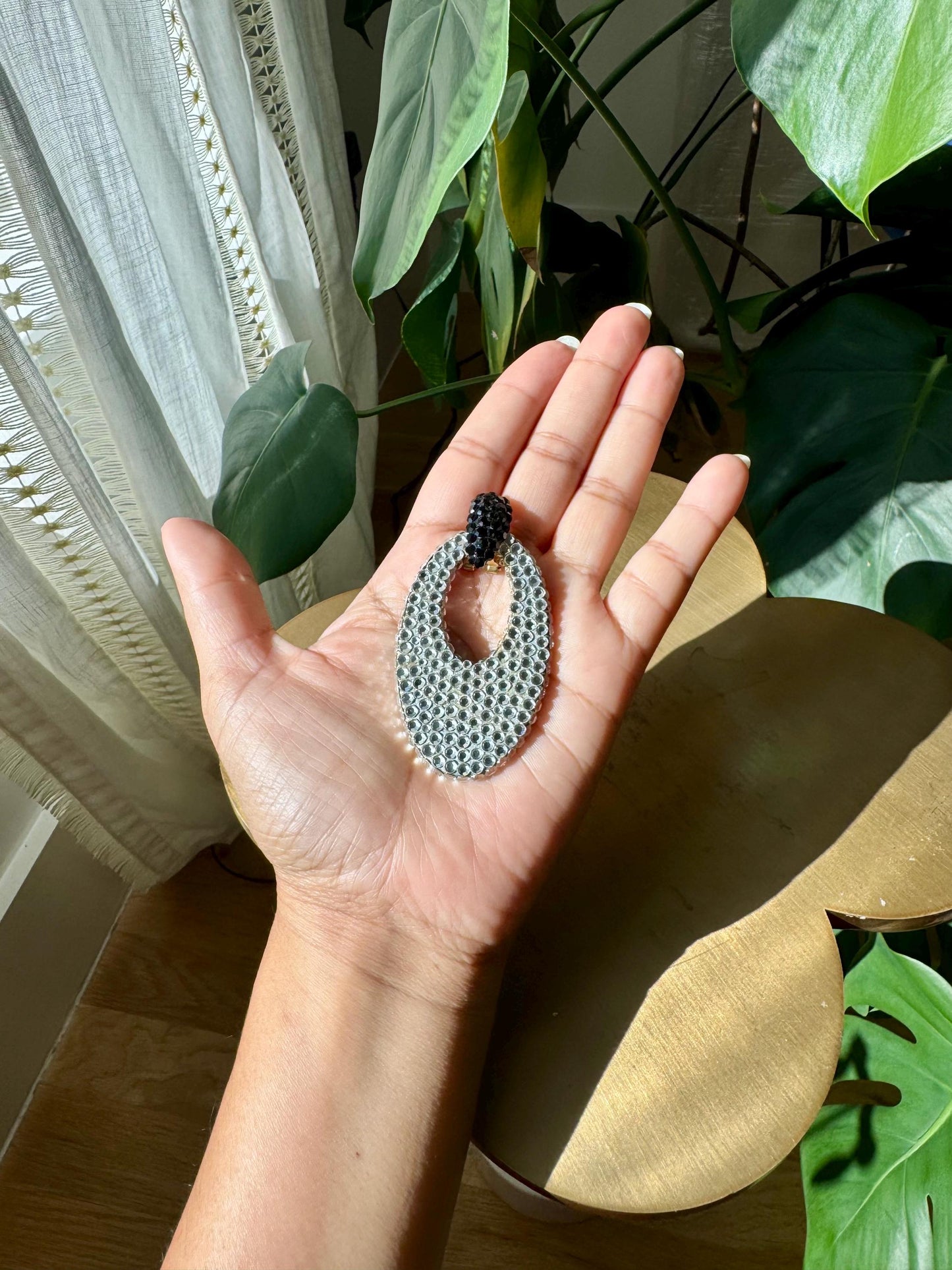 Disco Era Huge Richard Kerr Crystal Earrings