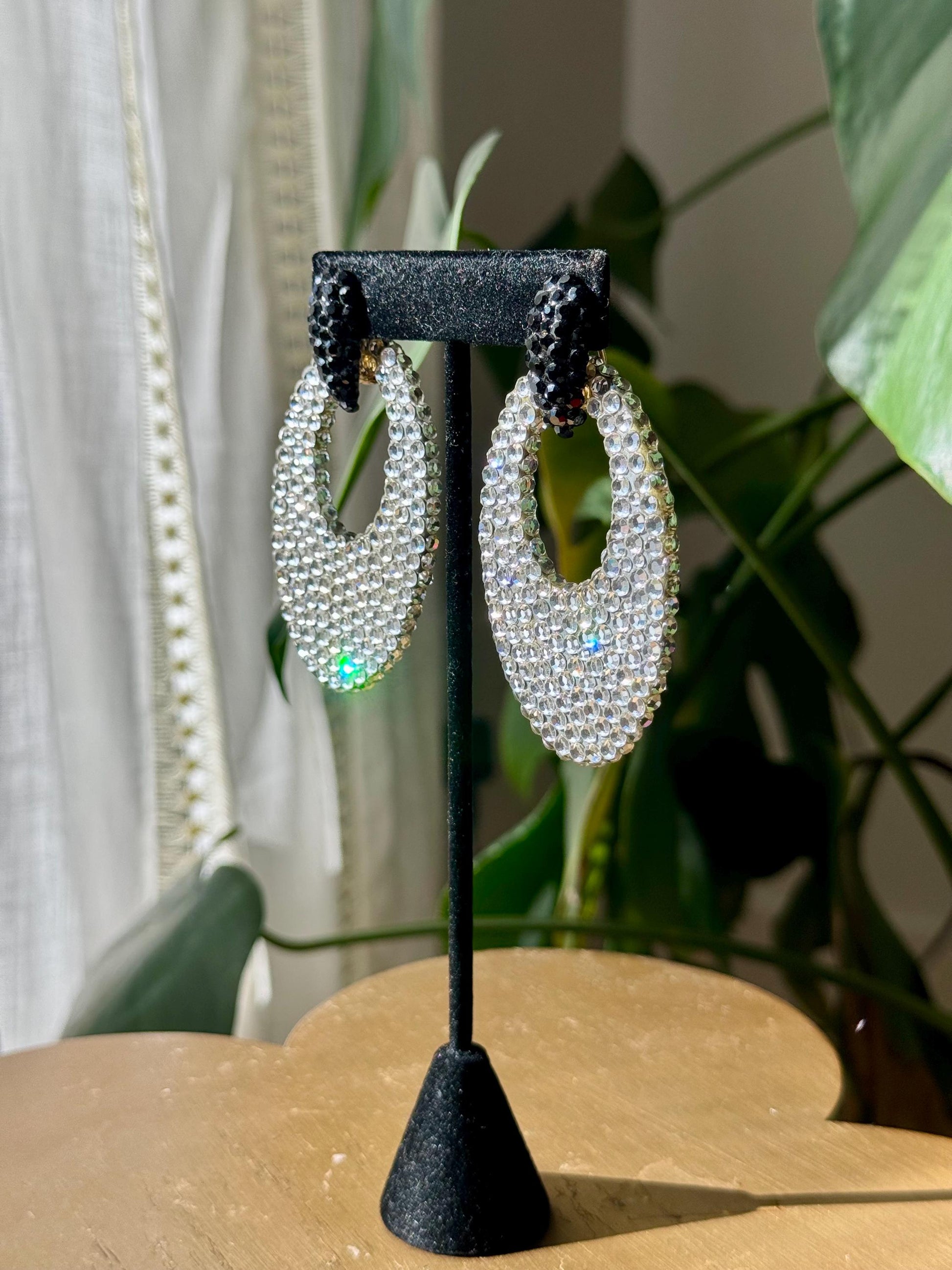 Disco Era Huge Richard Kerr Crystal Earrings
