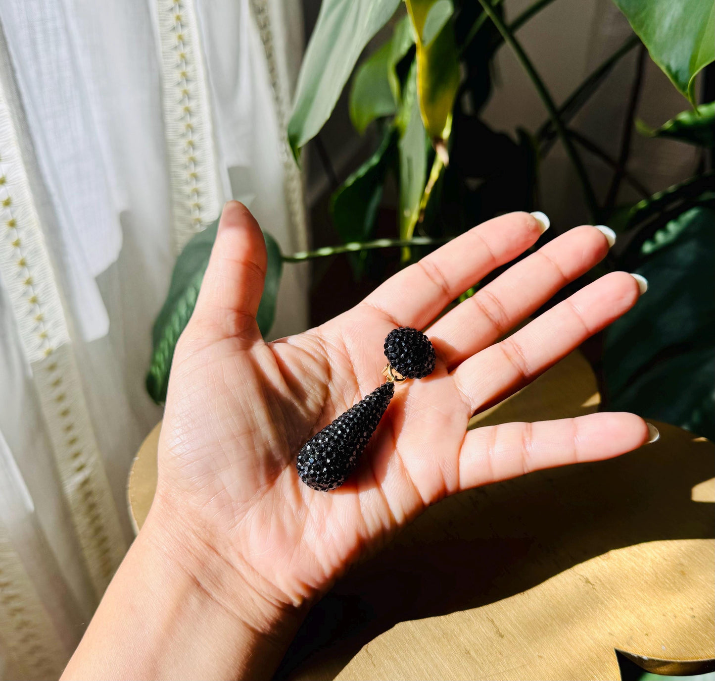 Disco Era Richard Kerr Black Crystal Pave Dangling Statement Earrings