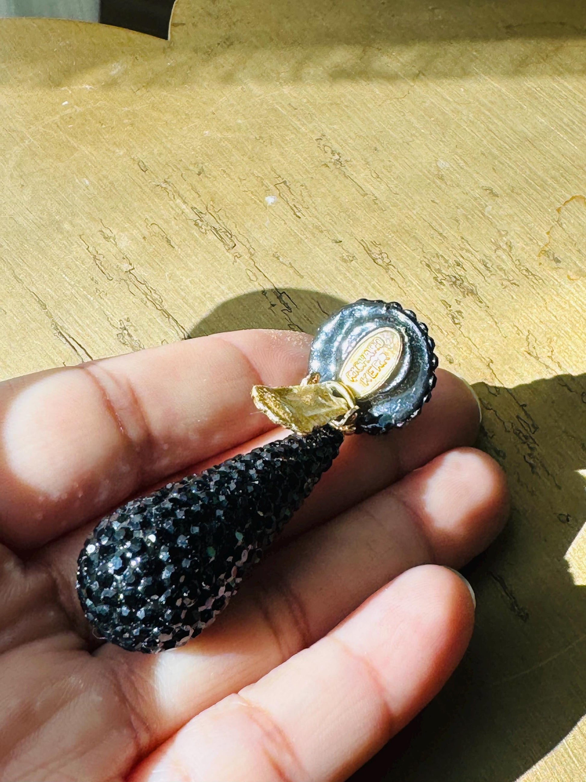 Disco Era Richard Kerr Black Crystal Pave Dangling Statement Earrings