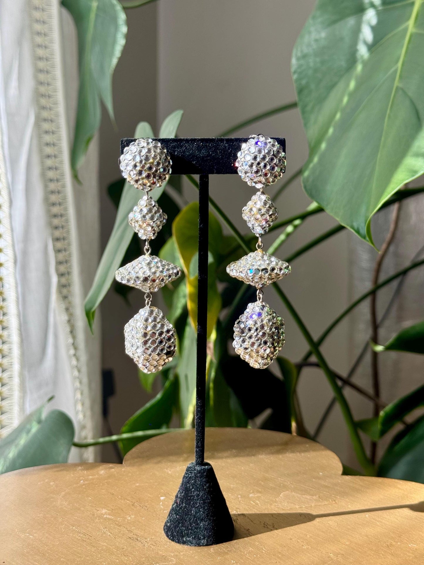 Disco Era Richard Kerr Huge Crystal Statement Earrings