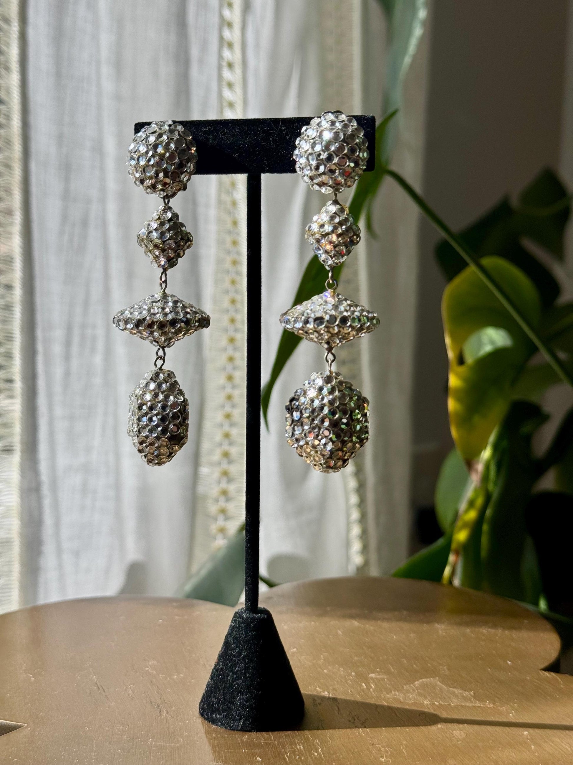 Disco Era Richard Kerr Huge Crystal Statement Earrings