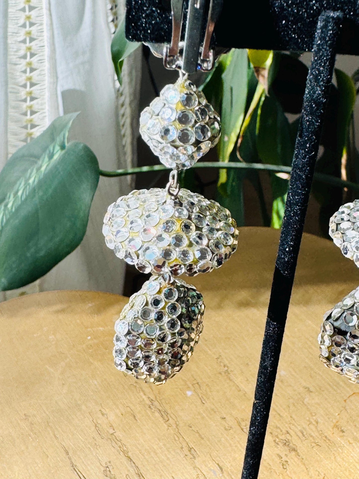 Disco Era Richard Kerr Huge Crystal Statement Earrings