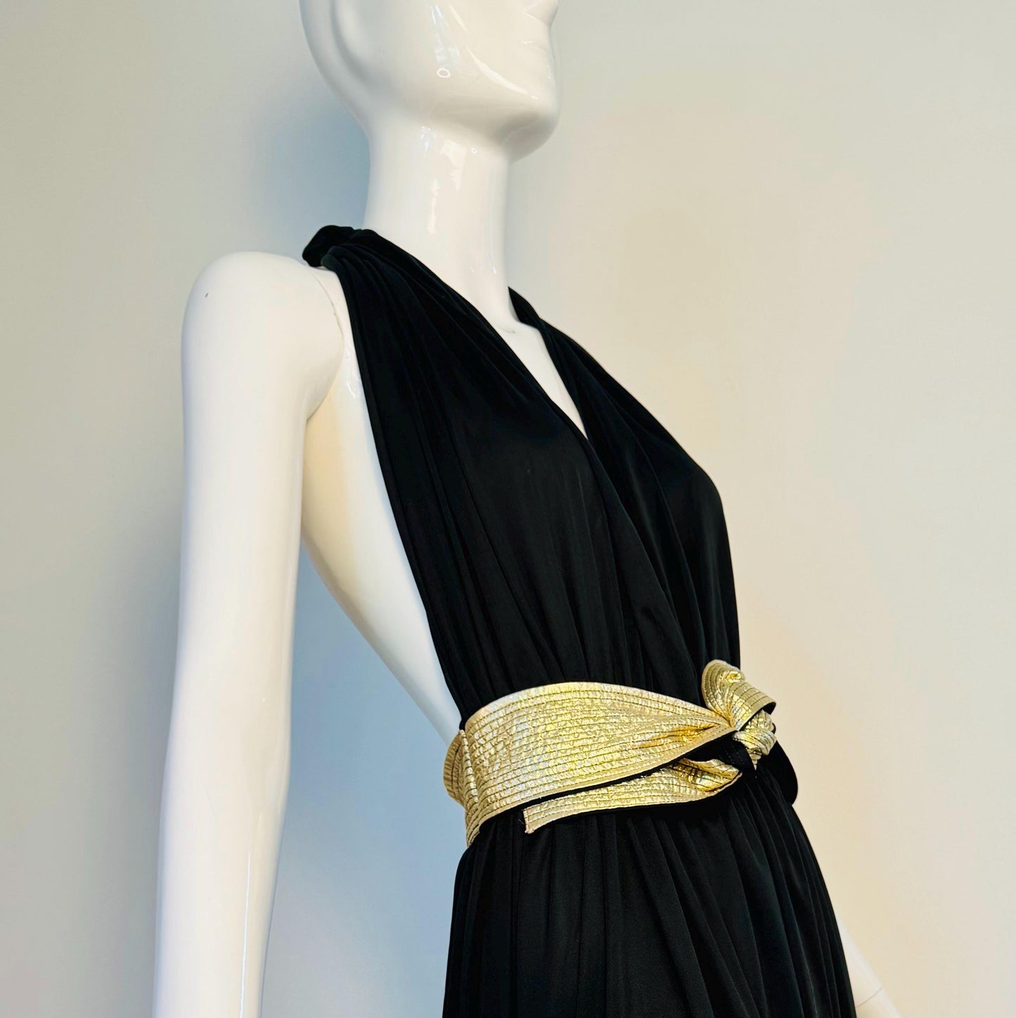 Iconic Bill Tice Disco Era Halter Plunging Dress