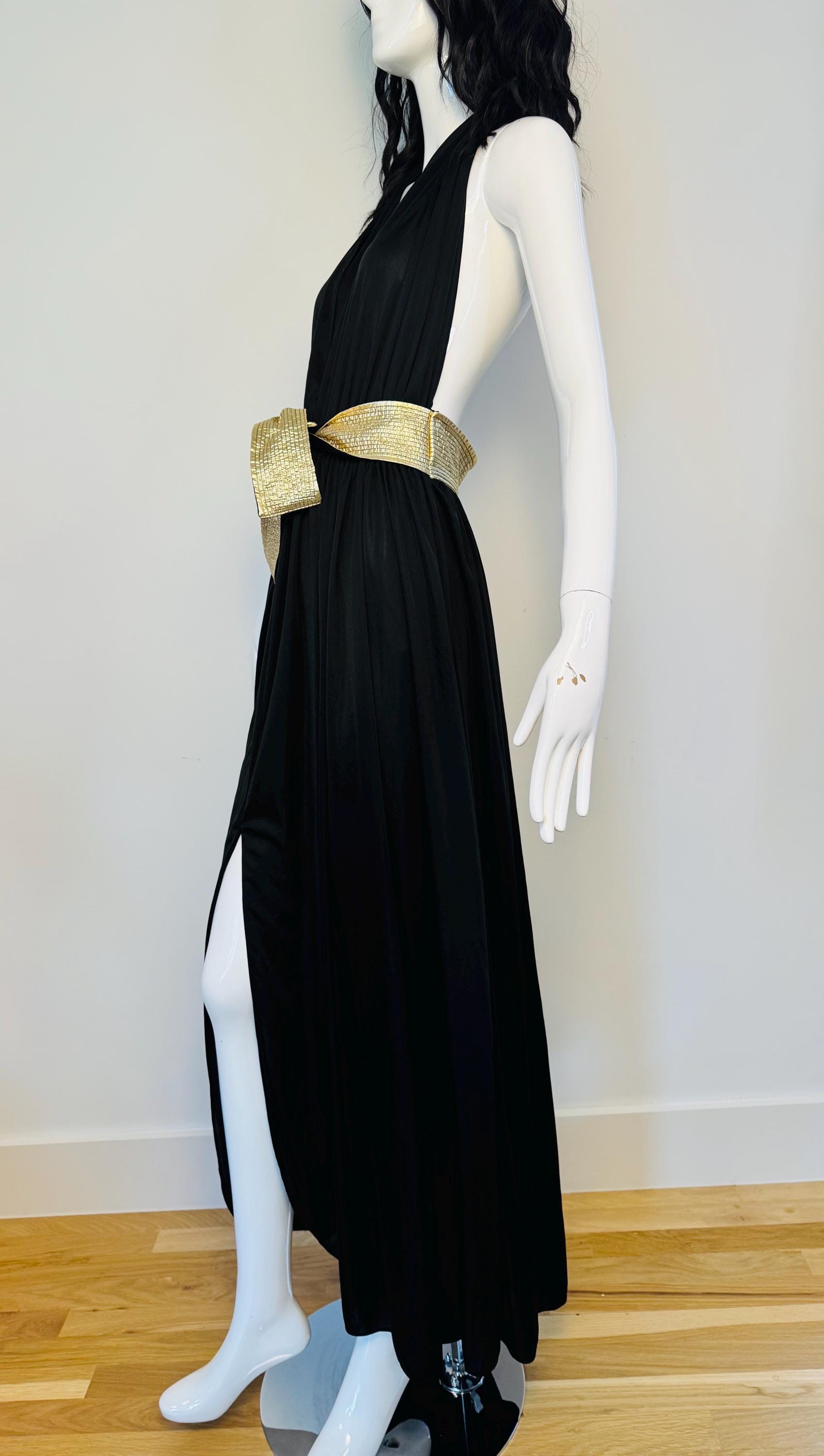 Iconic Bill Tice Disco Era Halter Plunging Dress