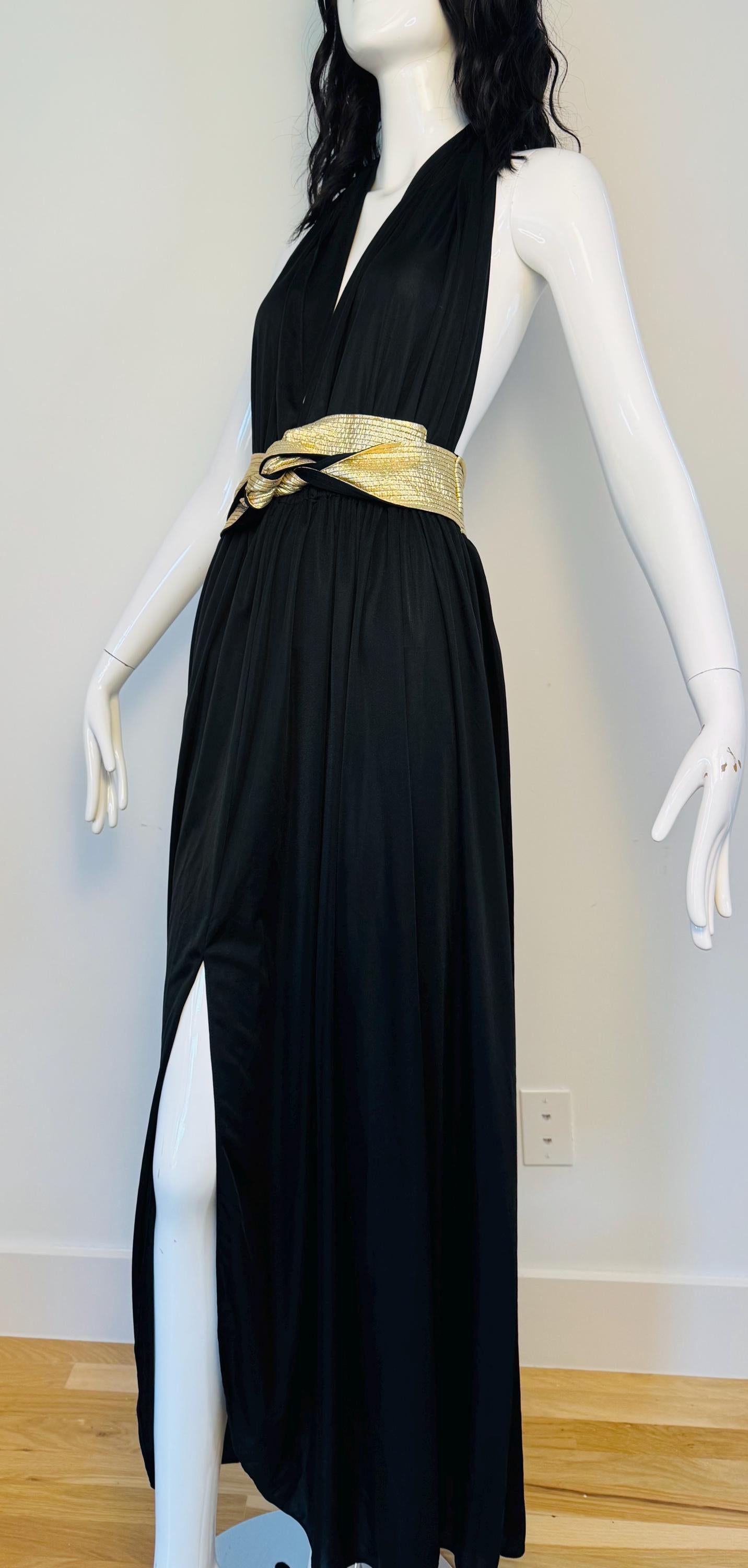 Iconic Bill Tice Disco Era Halter Plunging Dress