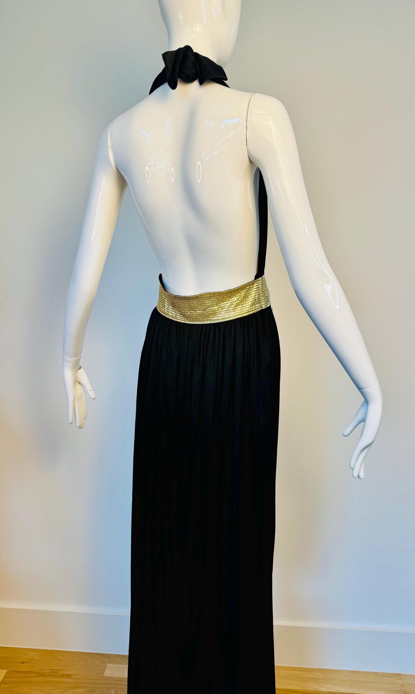 Iconic Bill Tice Disco Era Halter Plunging Dress