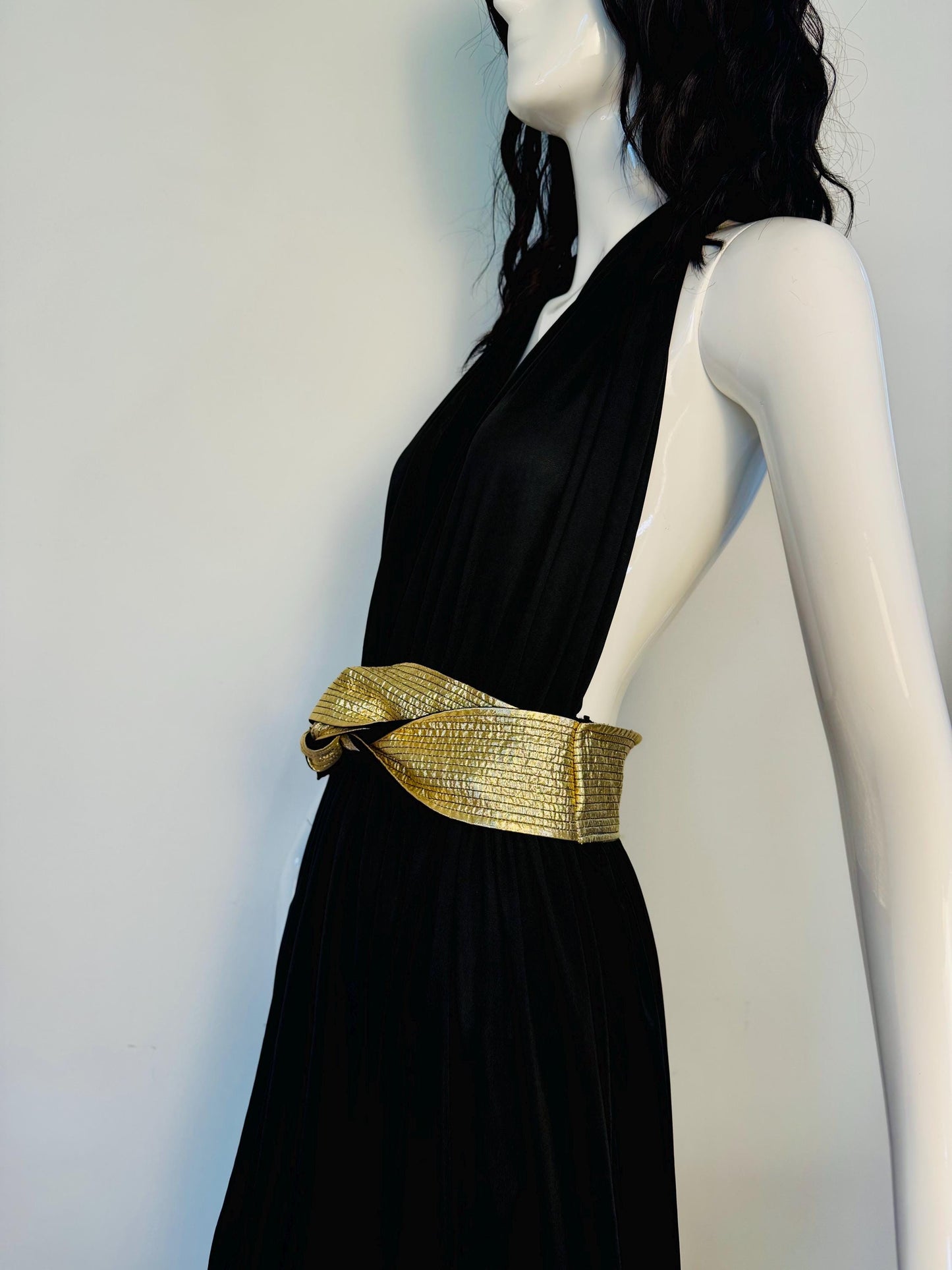 Iconic Bill Tice Disco Era Halter Plunging Dress
