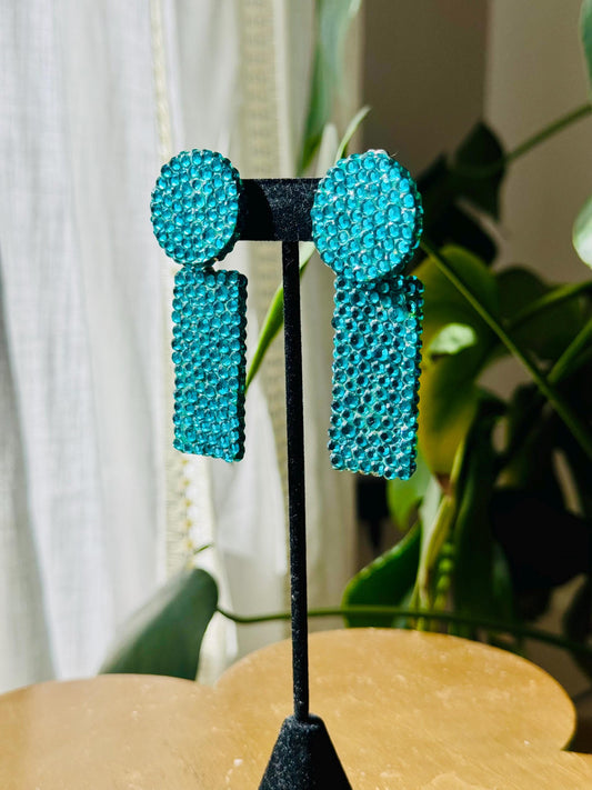 Disco Era Richard Kerr Blue Green Statement Earrings