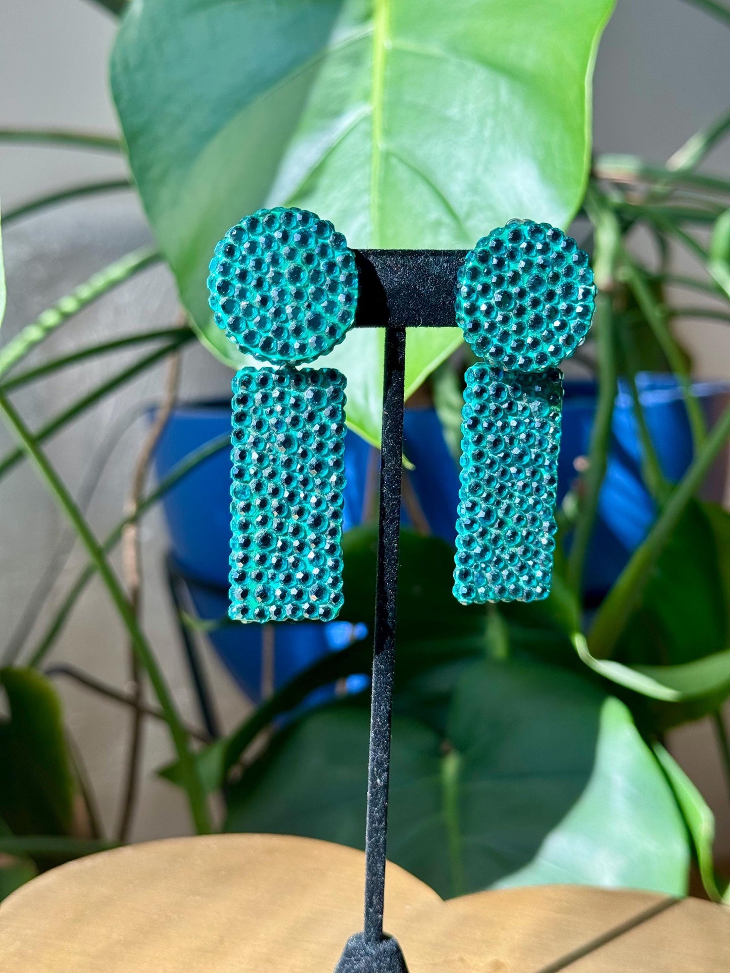 Disco Era Richard Kerr Blue Green Statement Earrings