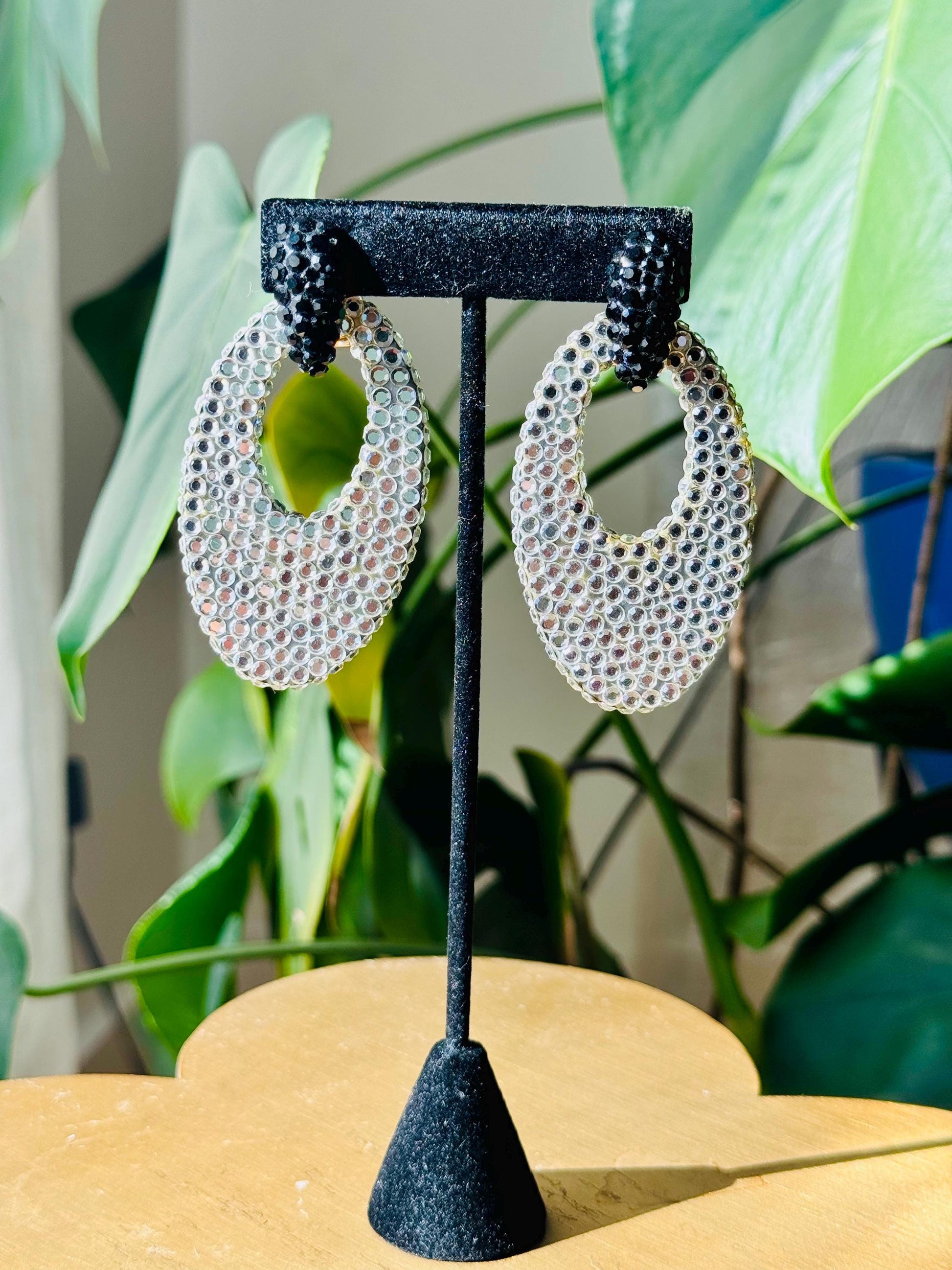 Disco Era Huge Richard Kerr Crystal Earrings