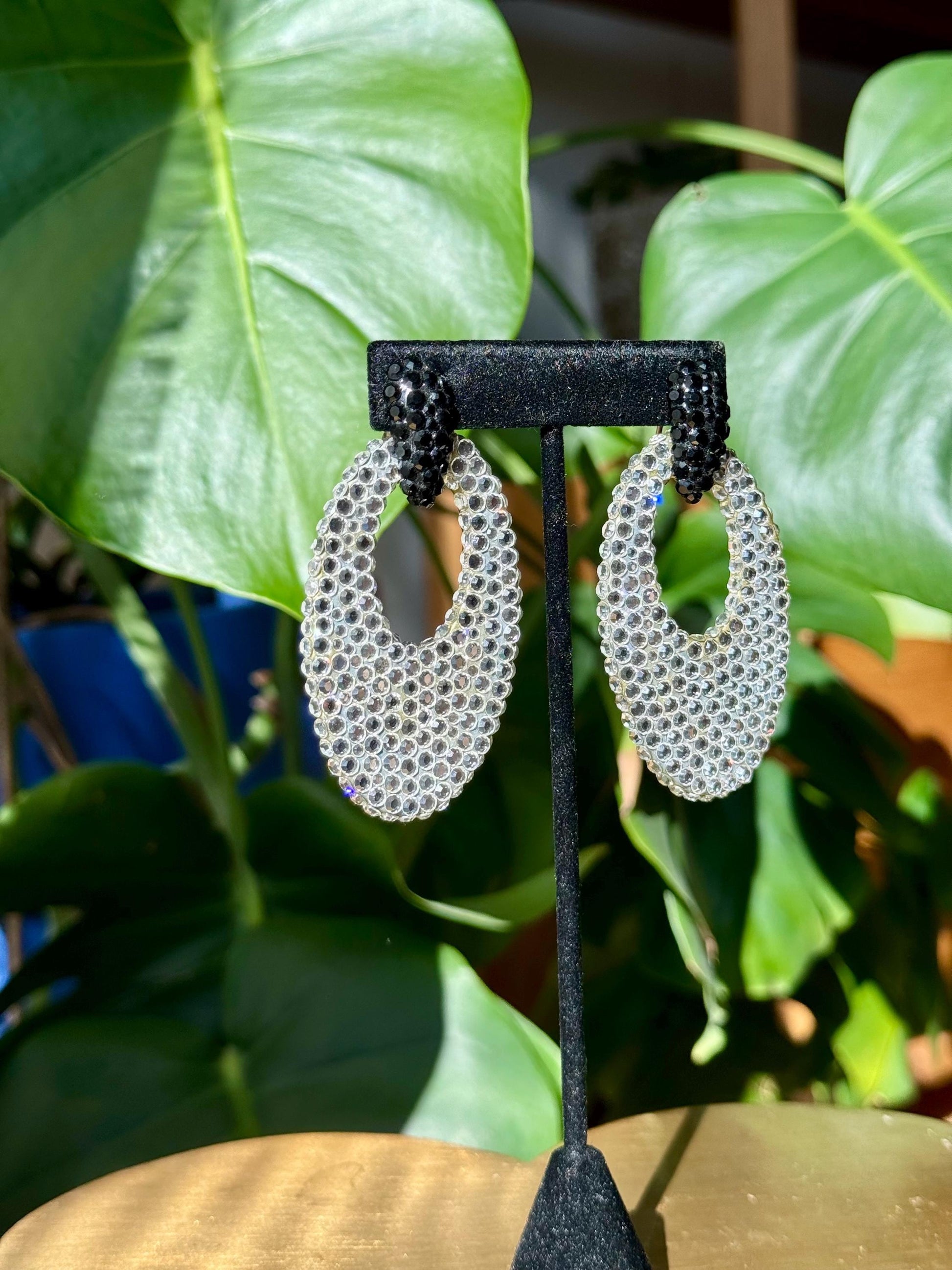 Disco Era Huge Richard Kerr Crystal Earrings