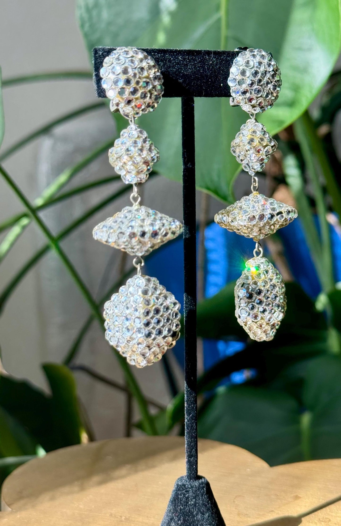 Disco Era Richard Kerr Huge Crystal Statement Earrings