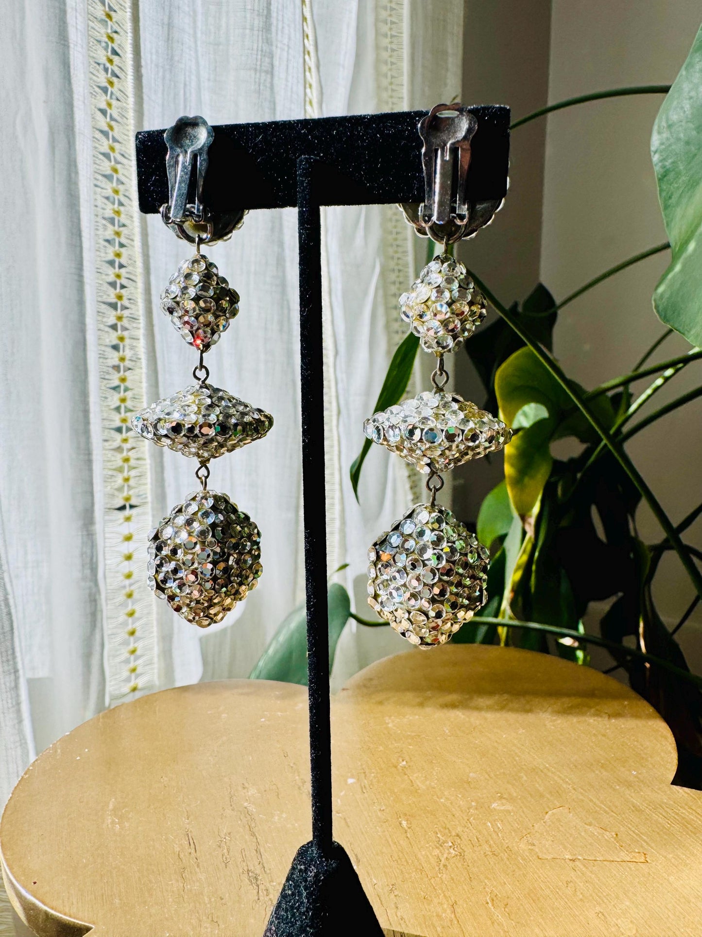 Disco Era Richard Kerr Huge Crystal Statement Earrings