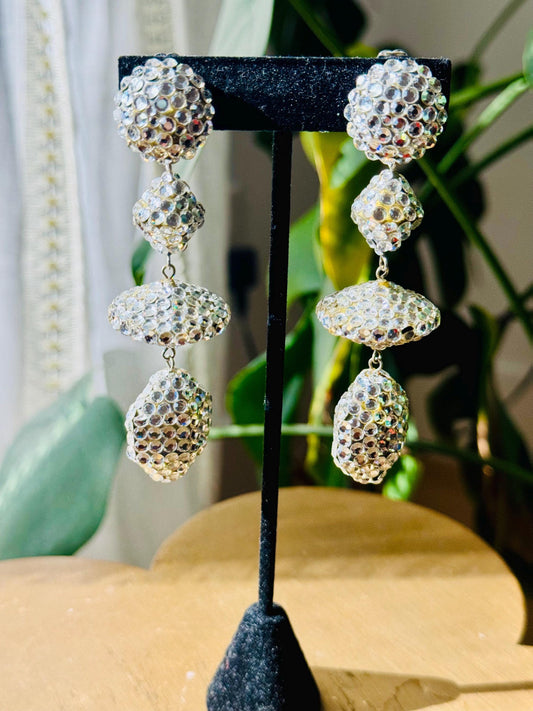 Disco Era Richard Kerr Huge Crystal Statement Earrings