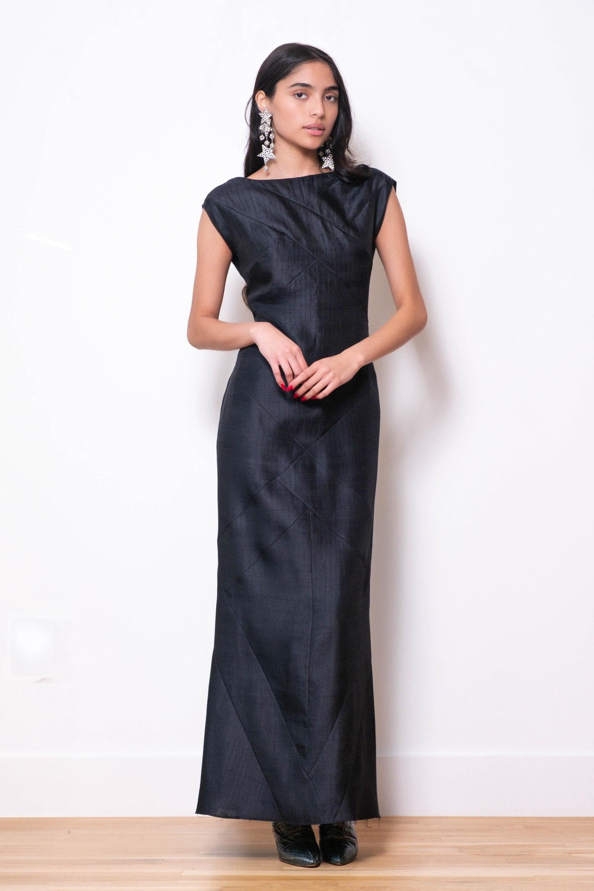 90s Christian LACROIX Black Silk Organza Gown