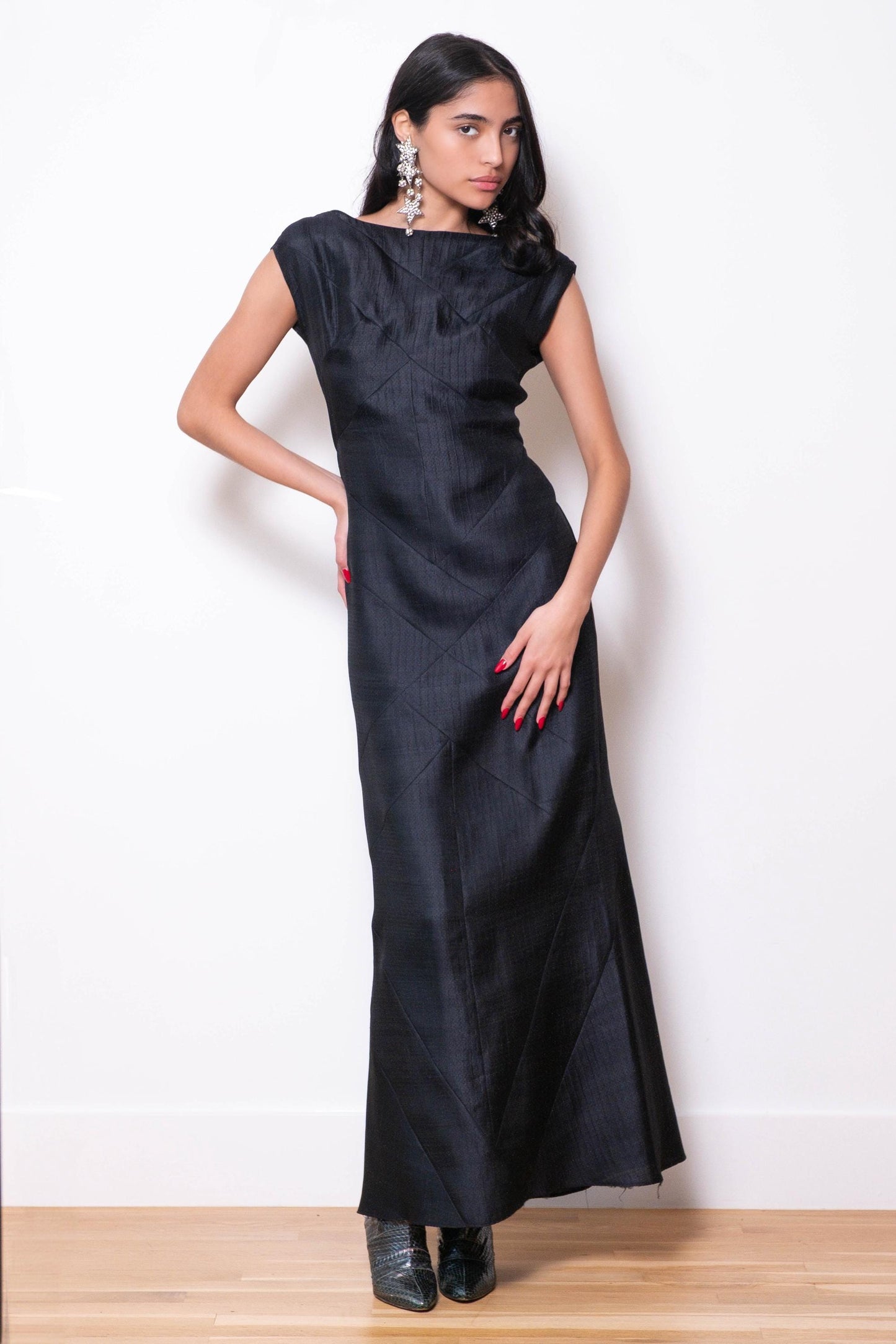 90s Christian LACROIX Black Silk Organza Gown