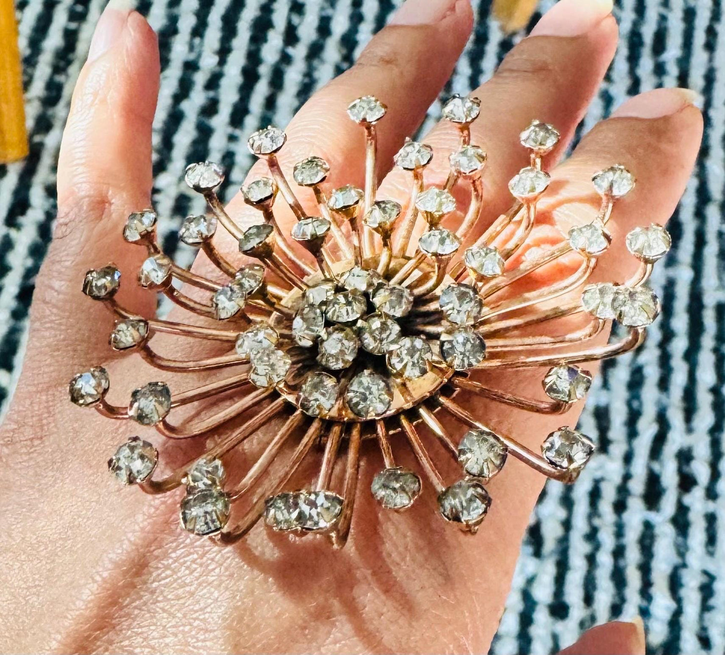 50s Adele Simpson Star Burst 3D Rhinestone Massive Brooch